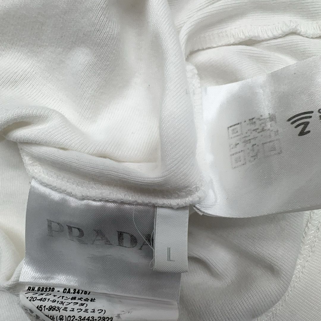 Prada Prada Triangle Logo Tee - Size L, White Size US L / EU 52-54 / 3 - 4 Thumbnail