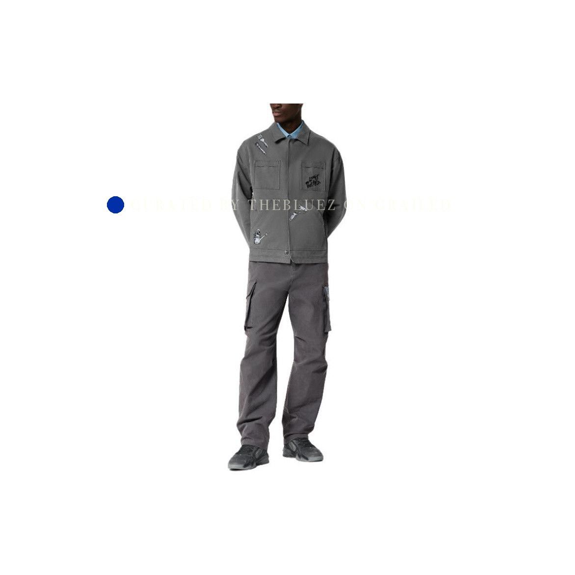 Louis Vuitton Embroidered Gray Work Jacket in Size L Size US L / EU 52-54 / 3 - 5 Thumbnail