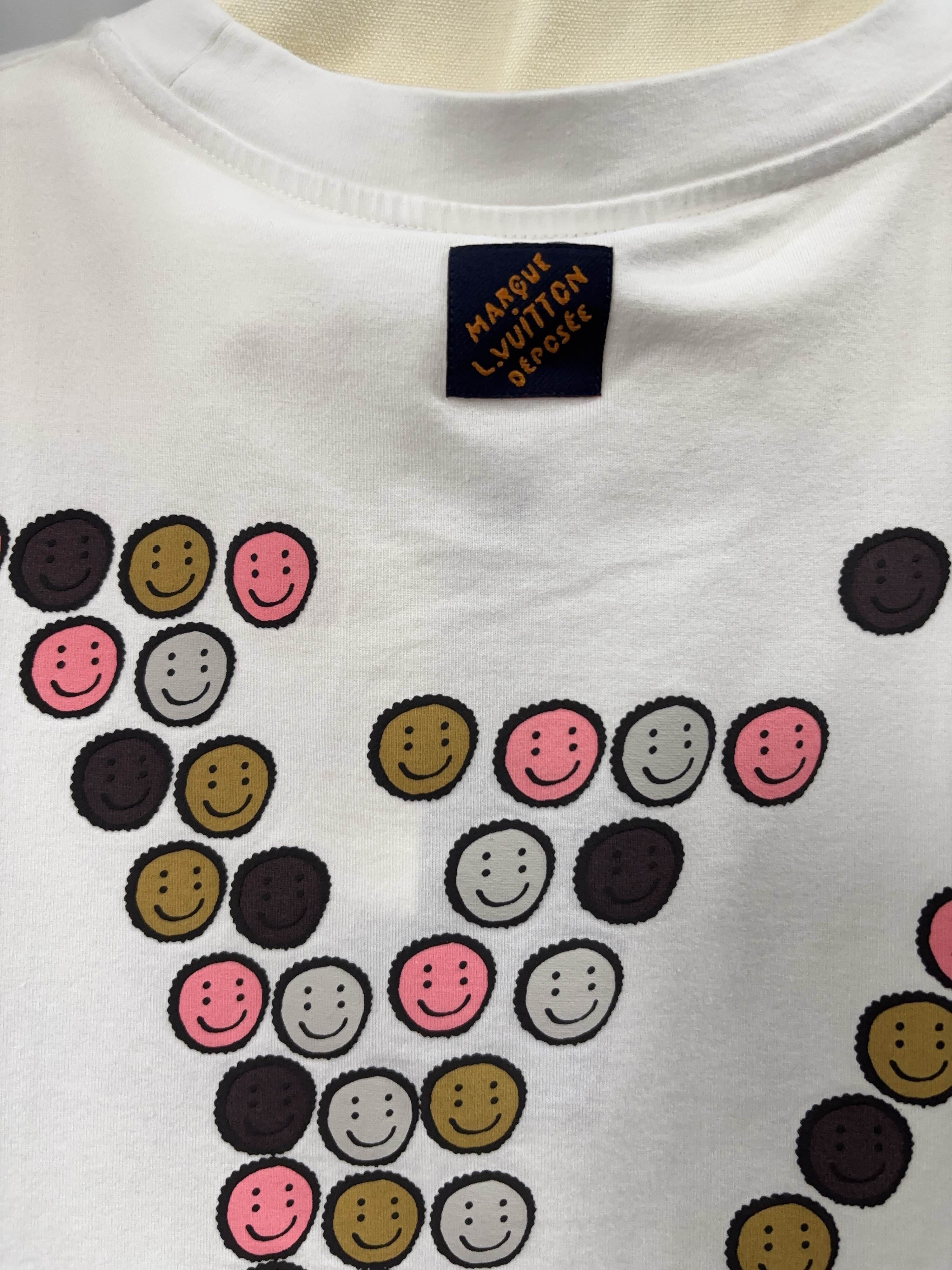 Louis Vuitton Smiley Print T-Shirt in White, Size XL Size US XL / EU 56 / 4 - 10 Thumbnail