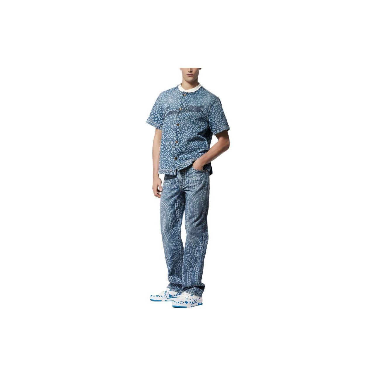 Louis Vuitton Blue Denim Shirt with Dot Pattern Size US L / EU 52-54 / 3 - 11 Thumbnail