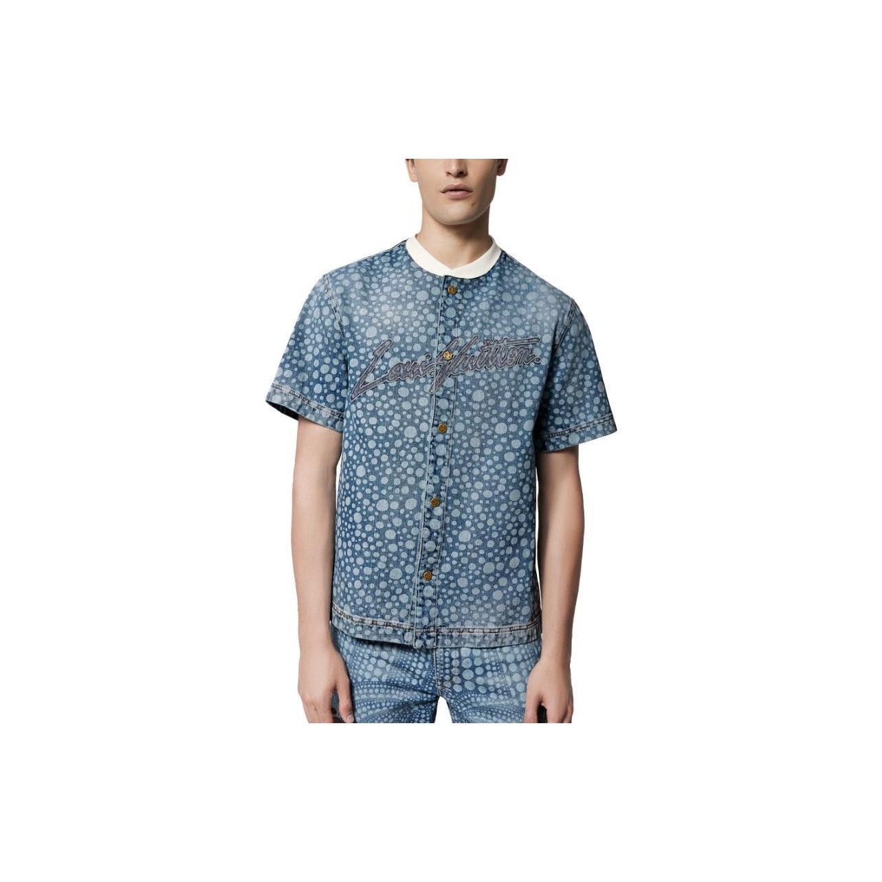 Louis Vuitton Blue Denim Shirt with Dot Pattern Size US L / EU 52-54 / 3 - 13 Thumbnail