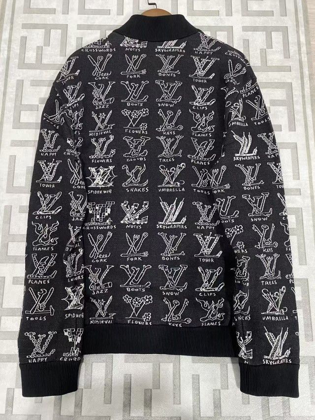 Louis Vuitton Black Jacquard Zip Up Bomber Jacket Size US XL / EU 56 / 4 - 2 Thumbnail