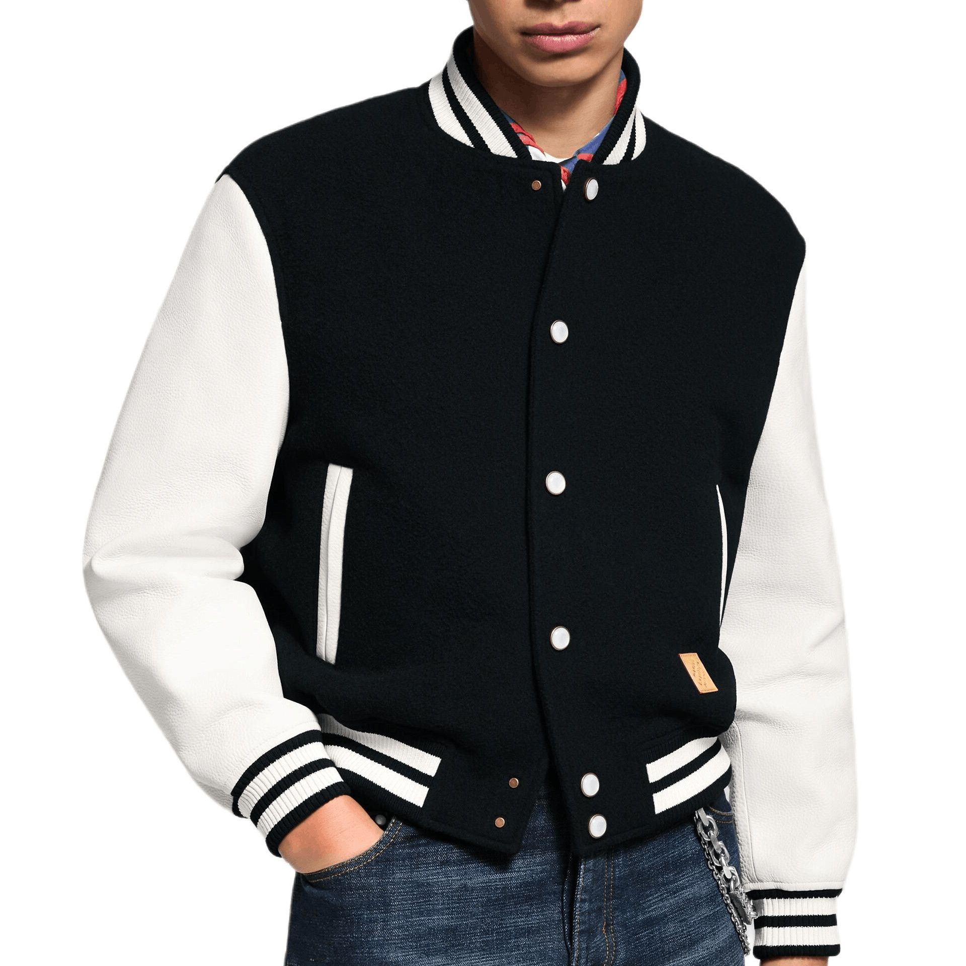 Louis Vuitton Elegant Leather Varsity Jacket in Black Size US M / EU 48-50 / 2 - 7 Thumbnail