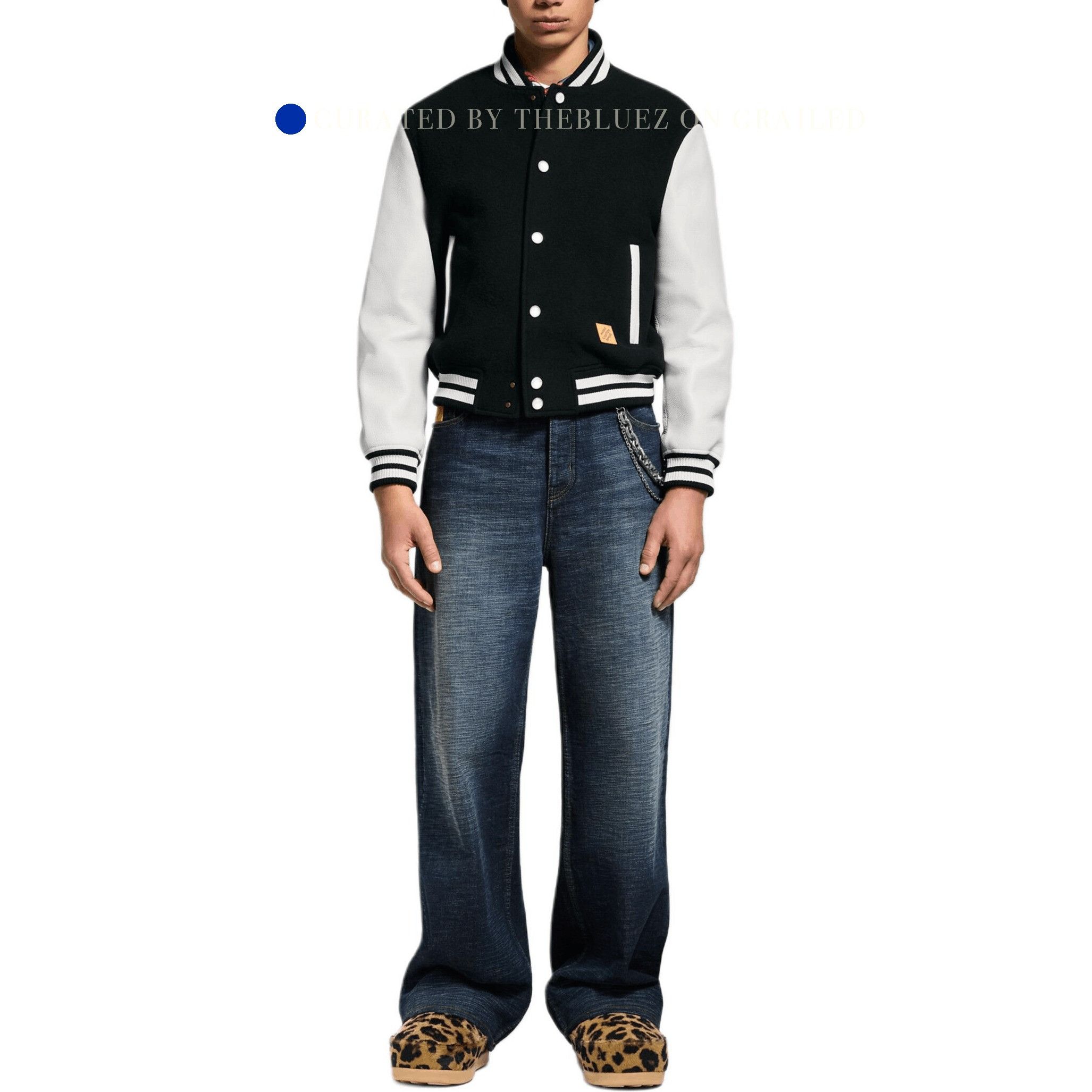 Louis Vuitton Elegant Leather Varsity Jacket in Black Size US M / EU 48-50 / 2 - 6 Thumbnail