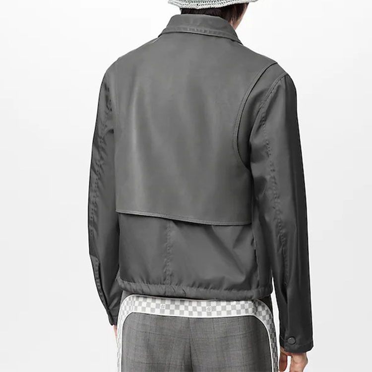 Louis Vuitton Gray Leather Logo Jacket in Size M Size US M / EU 48-50 / 2 - 14 Thumbnail