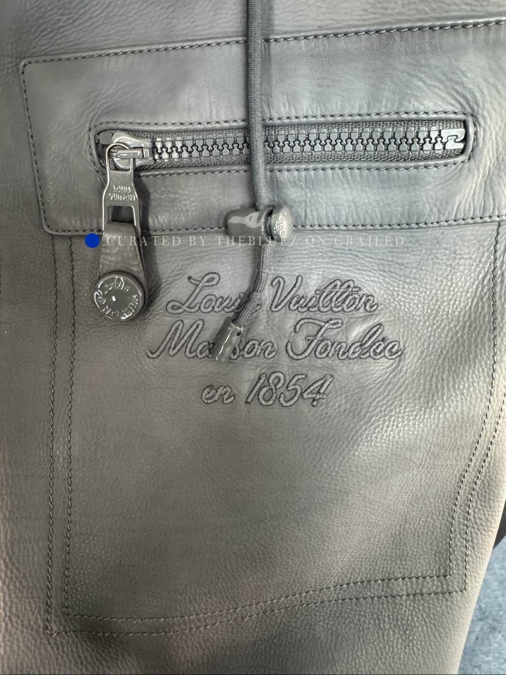 Louis Vuitton Gray Leather Logo Jacket in Size M Size US M / EU 48-50 / 2 - 10 Thumbnail