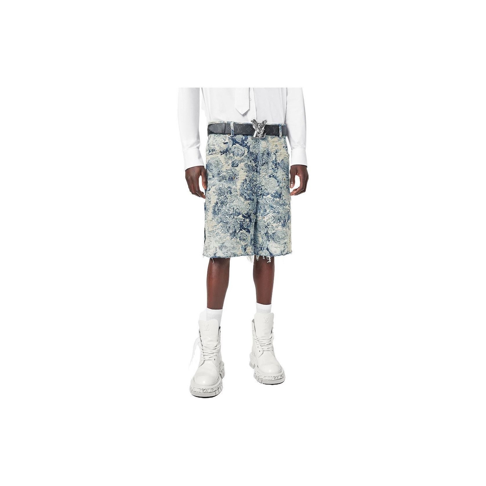 Louis Vuitton Floral Jacquard Blue Denim Shorts Size US 32 / EU 48 - 8 Thumbnail