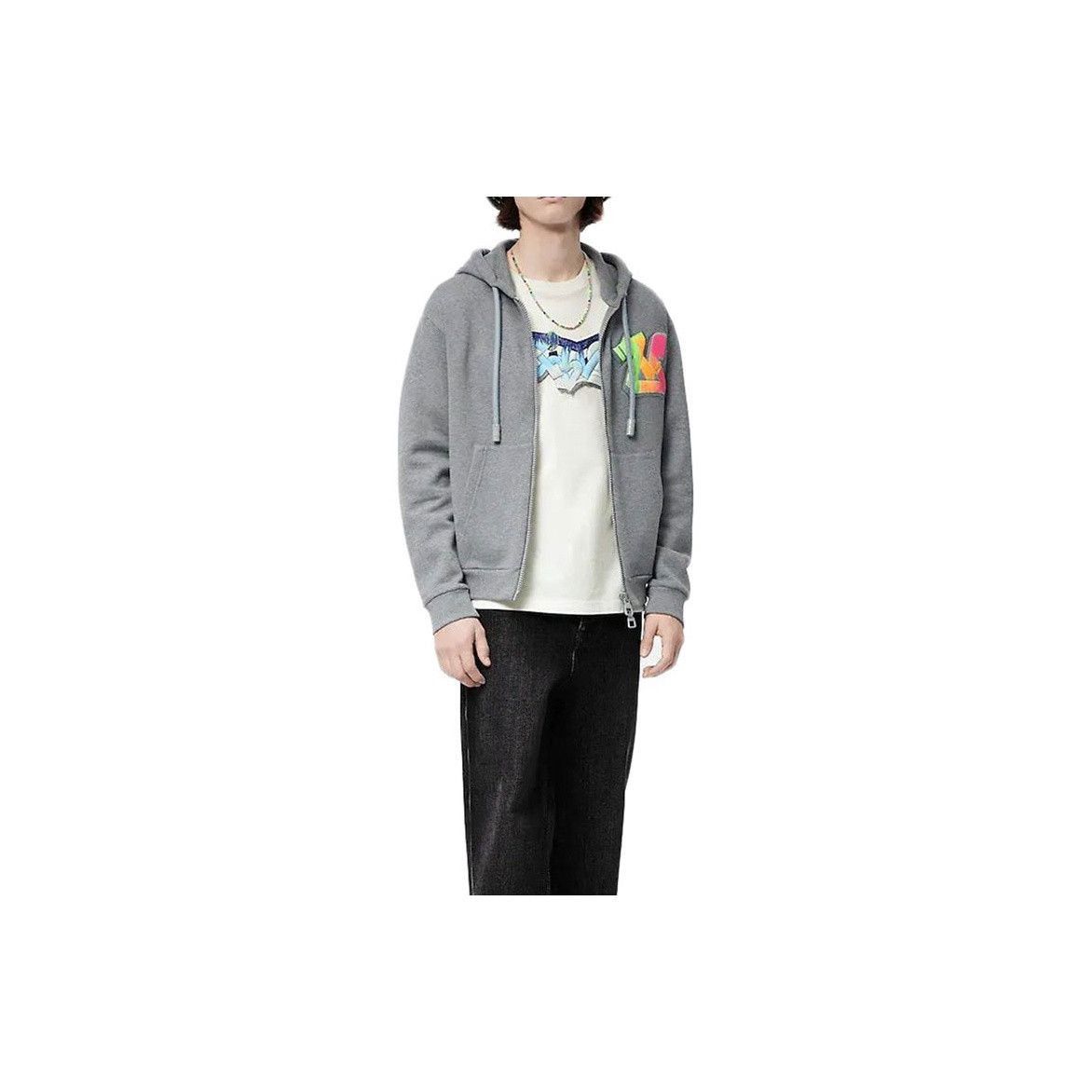 Louis Vuitton 3D Graffiti Zip-Up Hoodie in Gray Size US L / EU 52-54 / 3 - 16 Thumbnail