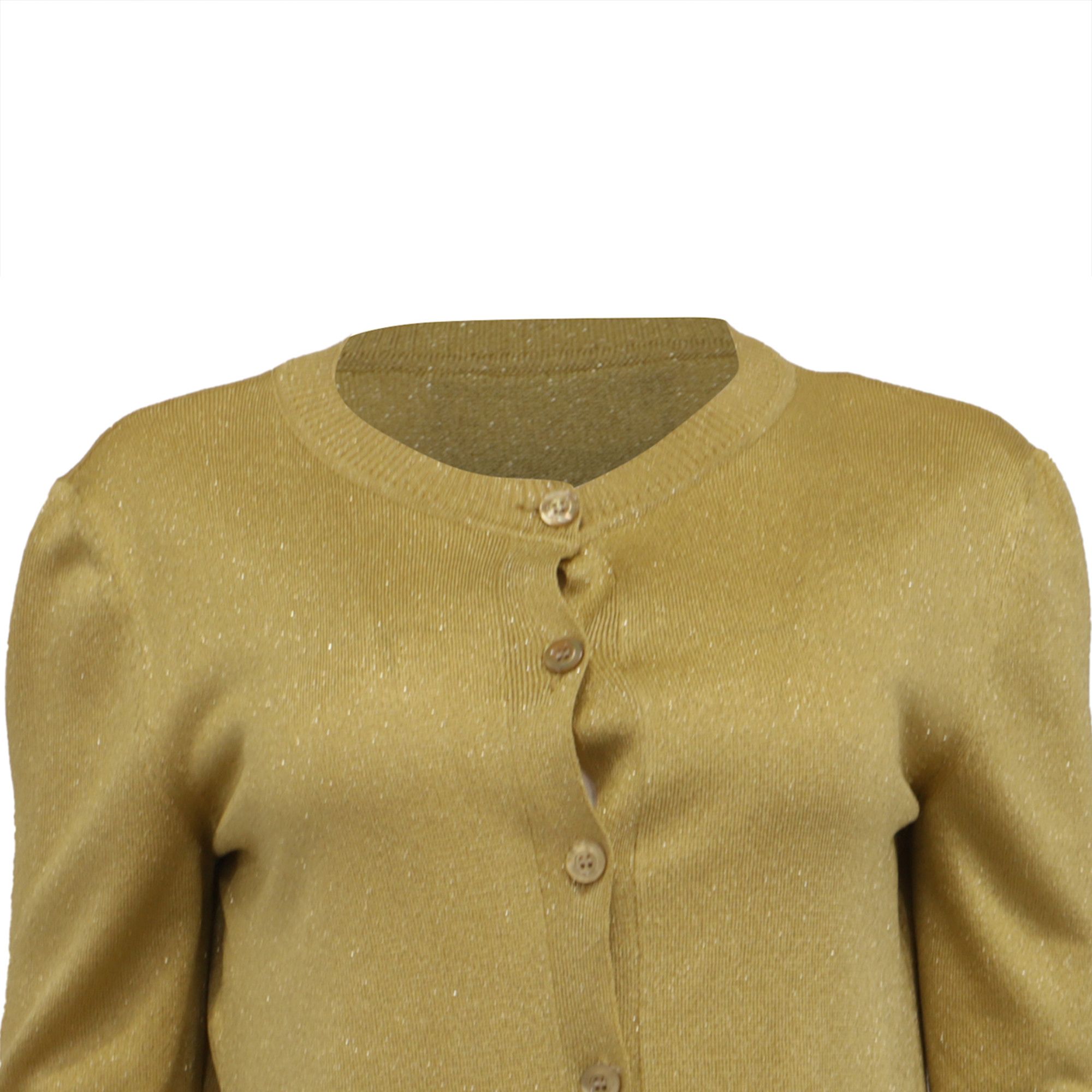 Moschino Moschino Couture Buttoned Cardigan in Metallic Gold Acetate Size XS / US 0-2 / IT 36-38 - 7 Thumbnail