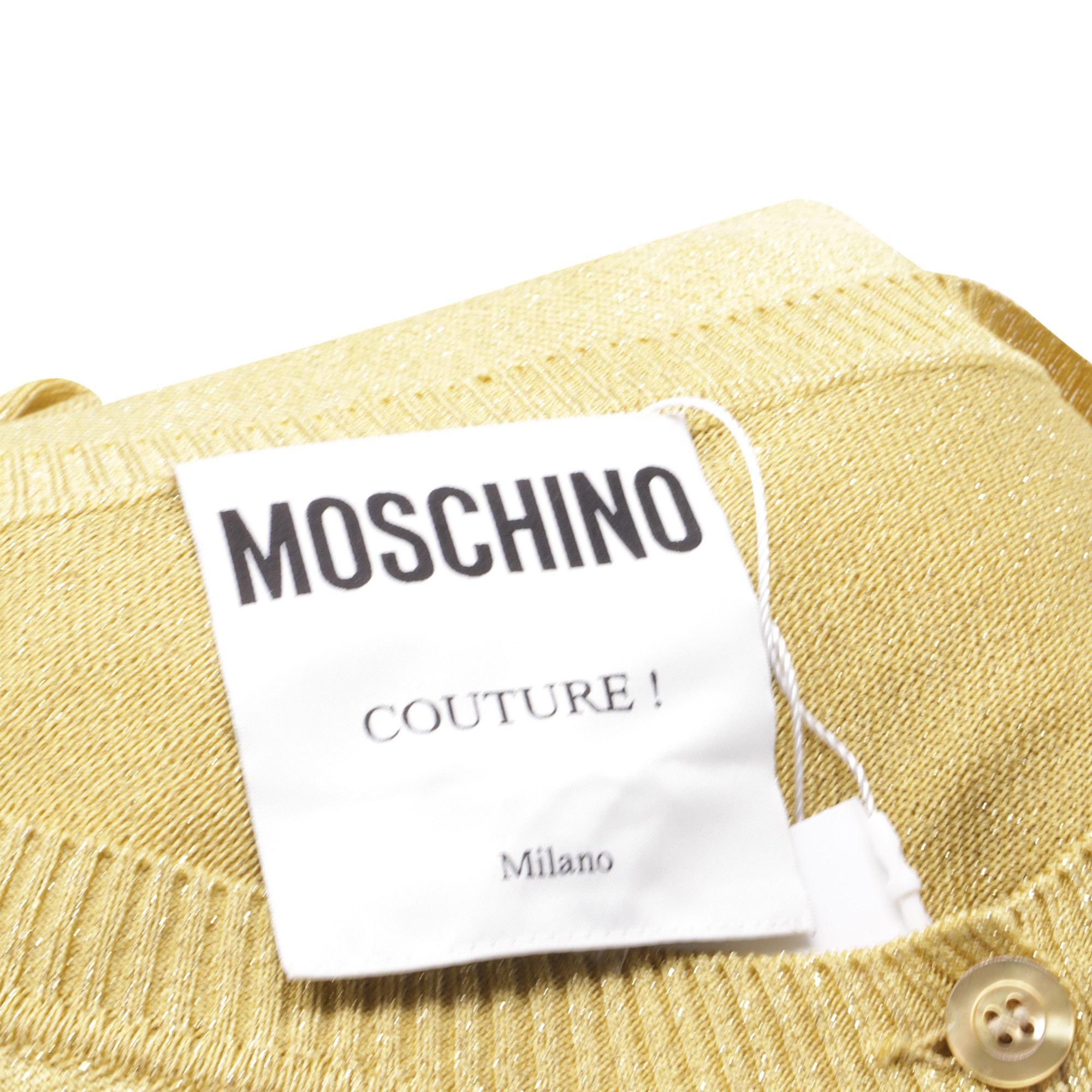 Moschino Moschino Couture Buttoned Cardigan in Metallic Gold Acetate Size XS / US 0-2 / IT 36-38 - 4 Thumbnail