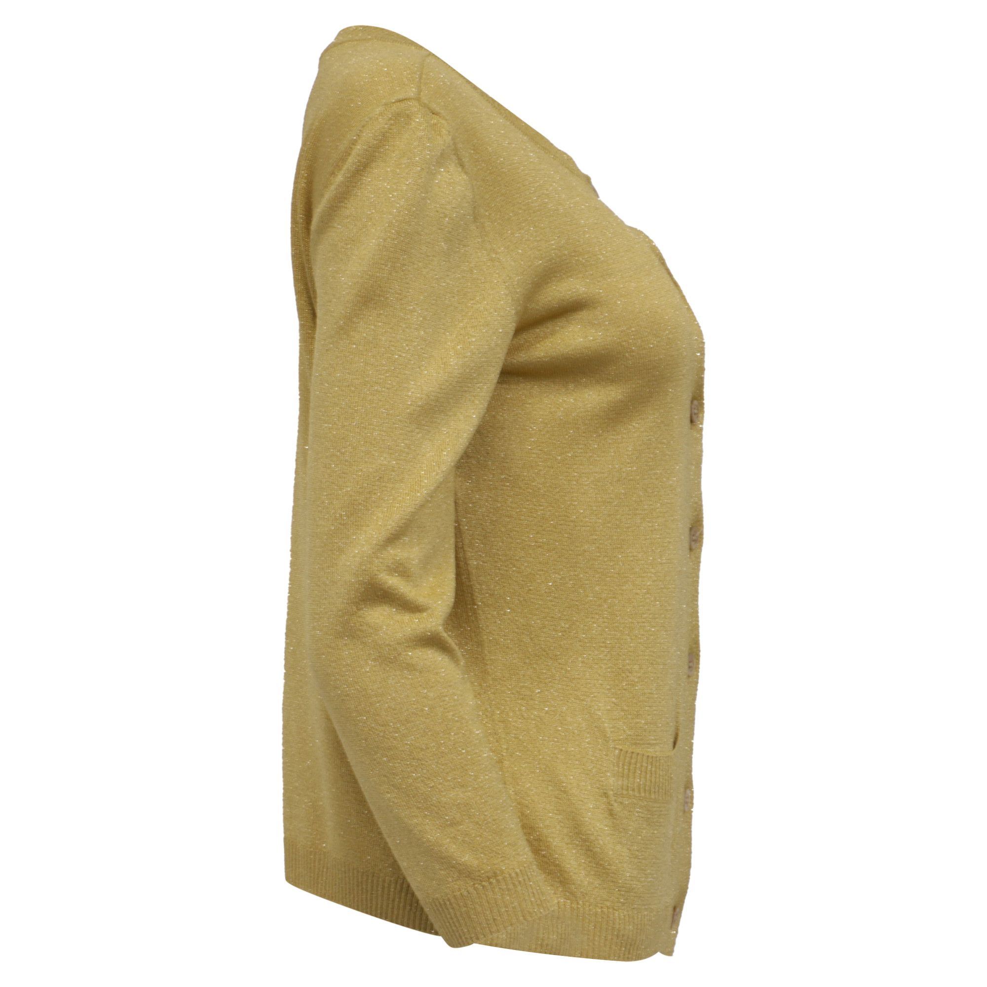 Moschino Moschino Couture Buttoned Cardigan in Metallic Gold Acetate Size XS / US 0-2 / IT 36-38 - 2 Thumbnail