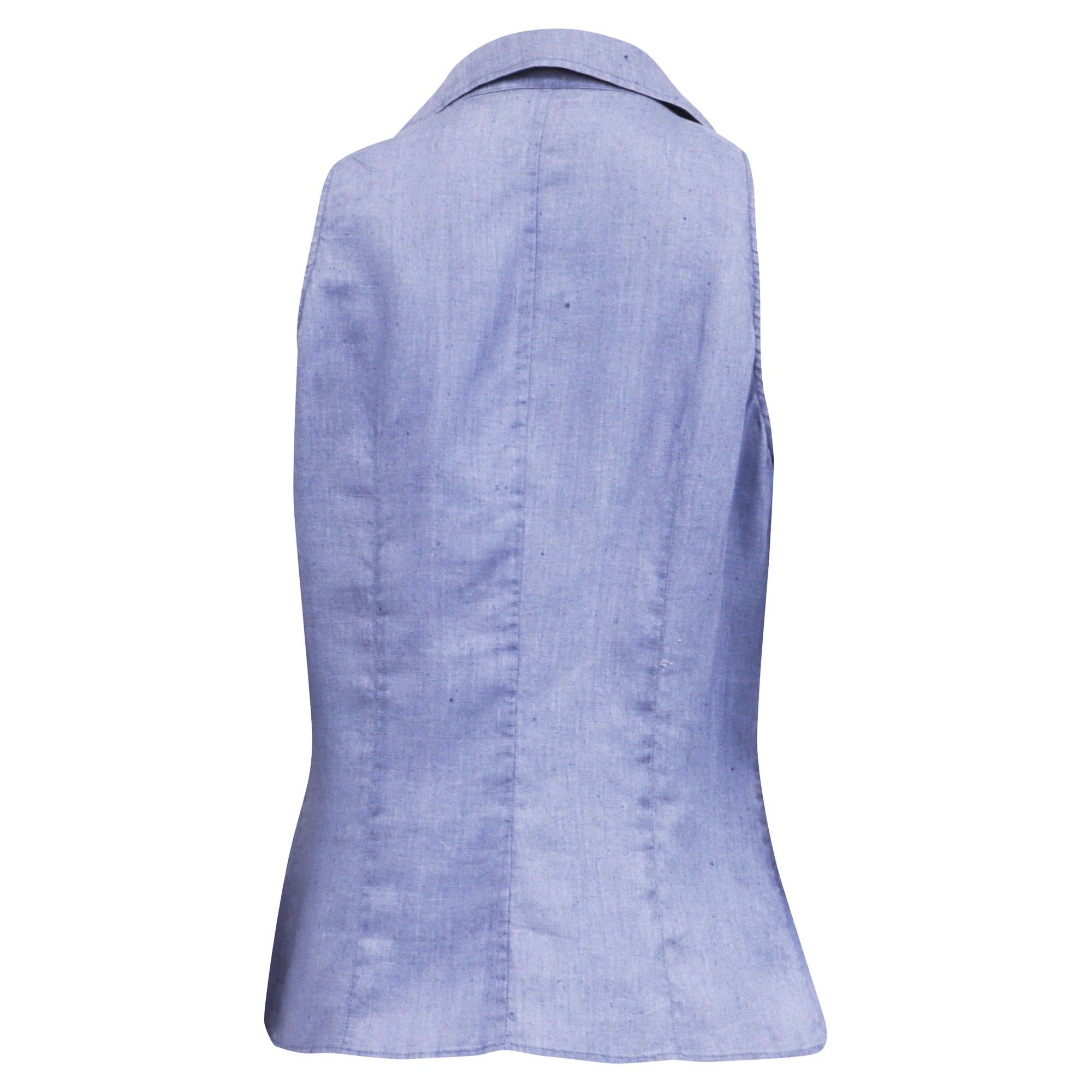 Loro Piana Loro Piana Sleeveless Button Up Blouse in Light Blue Linen Size M / US 6-8 / IT 42-44 - 4 Thumbnail
