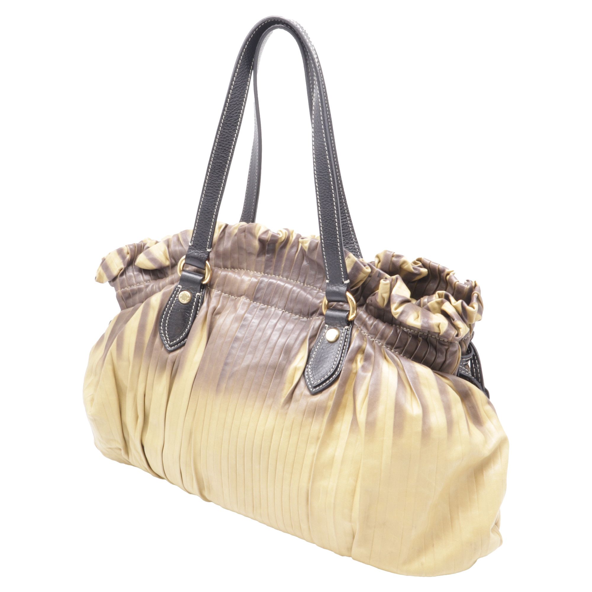 Etro Etro Pleated Ombre Shoulder Bag in Beige and Brown Leather Size ONE SIZE - 2 Thumbnail