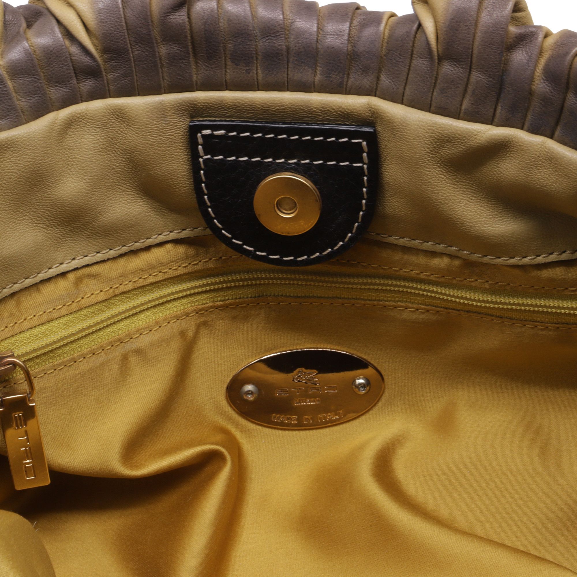 Etro Etro Pleated Ombre Shoulder Bag in Beige and Brown Leather Size ONE SIZE - 7 Thumbnail