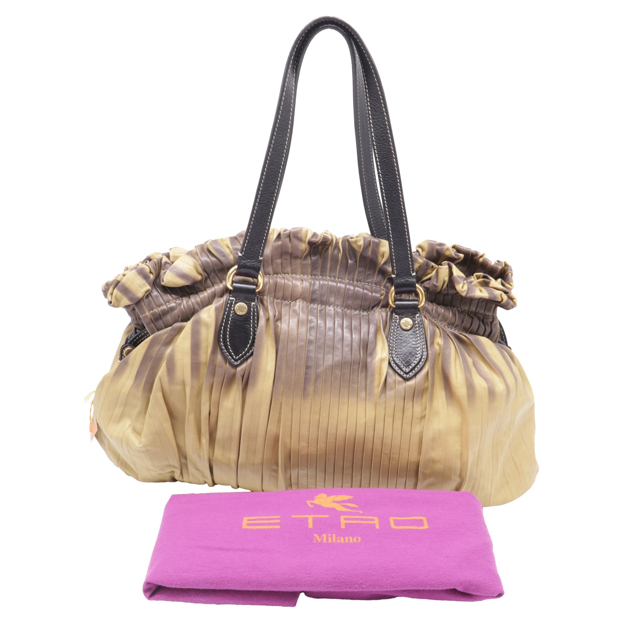Etro Etro Pleated Ombre Shoulder Bag in Beige and Brown Leather Size ONE SIZE - 5 Thumbnail