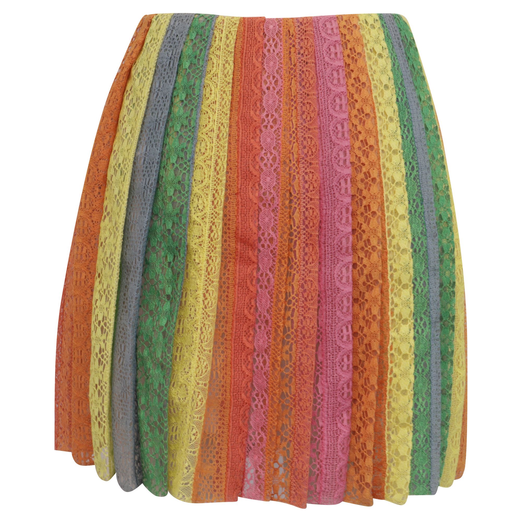 Valentino Valentino Garavani Lace Mini Skirt in Multicolor Cotton Size 25" / US 0 / IT 36 - 3 Thumbnail