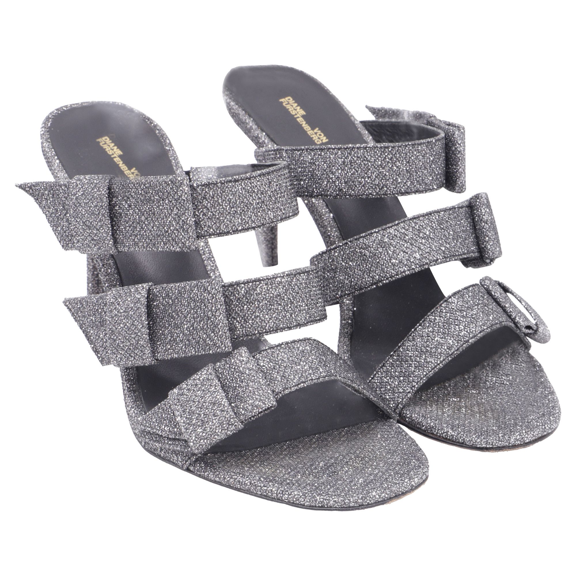 Diane von Furstenberg Diane Von Furstenberg Bow Straps Heeled Mules in Metallic Si Size US 7.5 / IT 37.5 - 3 Thumbnail