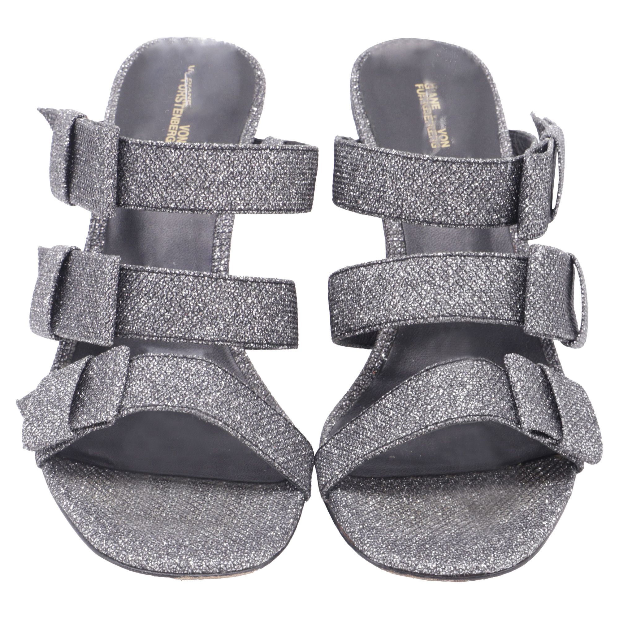 Diane von Furstenberg Diane Von Furstenberg Bow Straps Heeled Mules in Metallic Si Size US 7.5 / IT 37.5 - 2 Thumbnail