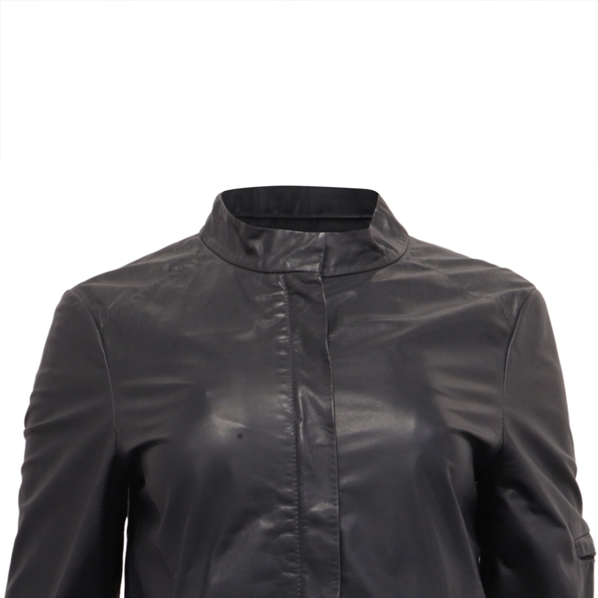 Theory Theory Hidden Zipped Biker Jacket in Grey Leather Size XXS / US 00 / IT 34 - 2 Thumbnail