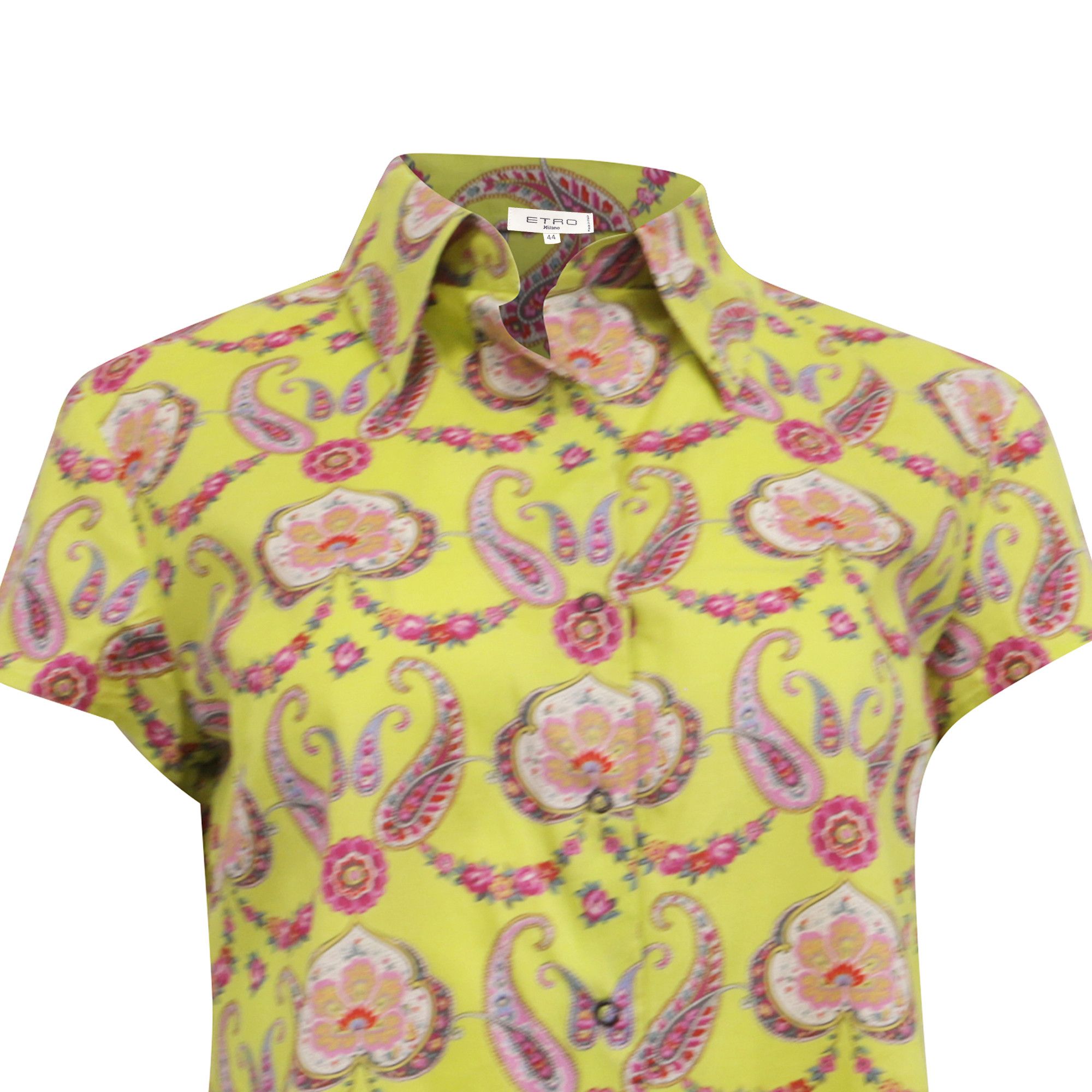 Etro Etro Printed Short Sleeve Blouse in Multicolor Cotton Size XS / US 0-2 / IT 36-38 - 2 Thumbnail