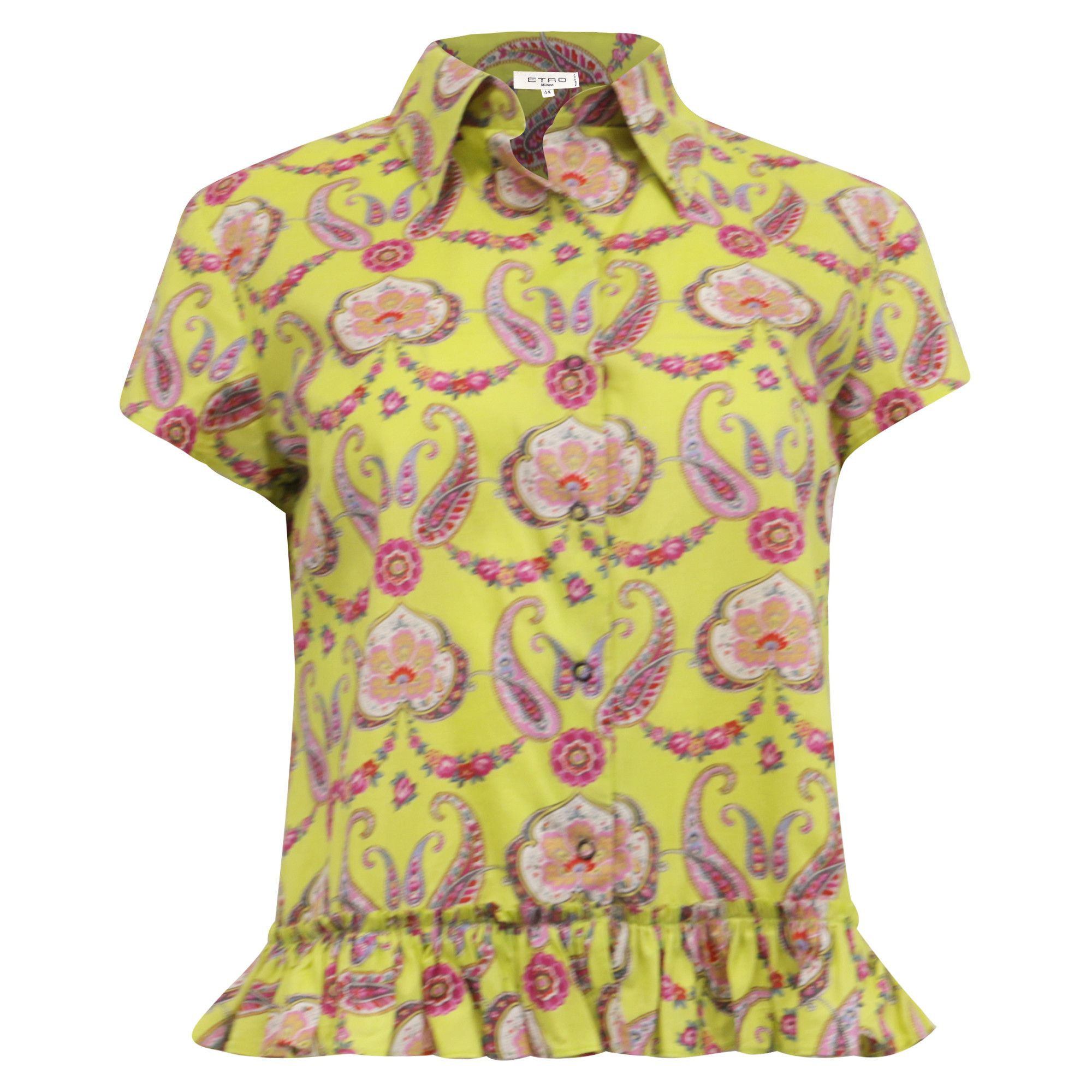 Etro Etro Printed Short Sleeve Blouse in Multicolor Cotton Size XS / US 0-2 / IT 36-38 - 8 Thumbnail