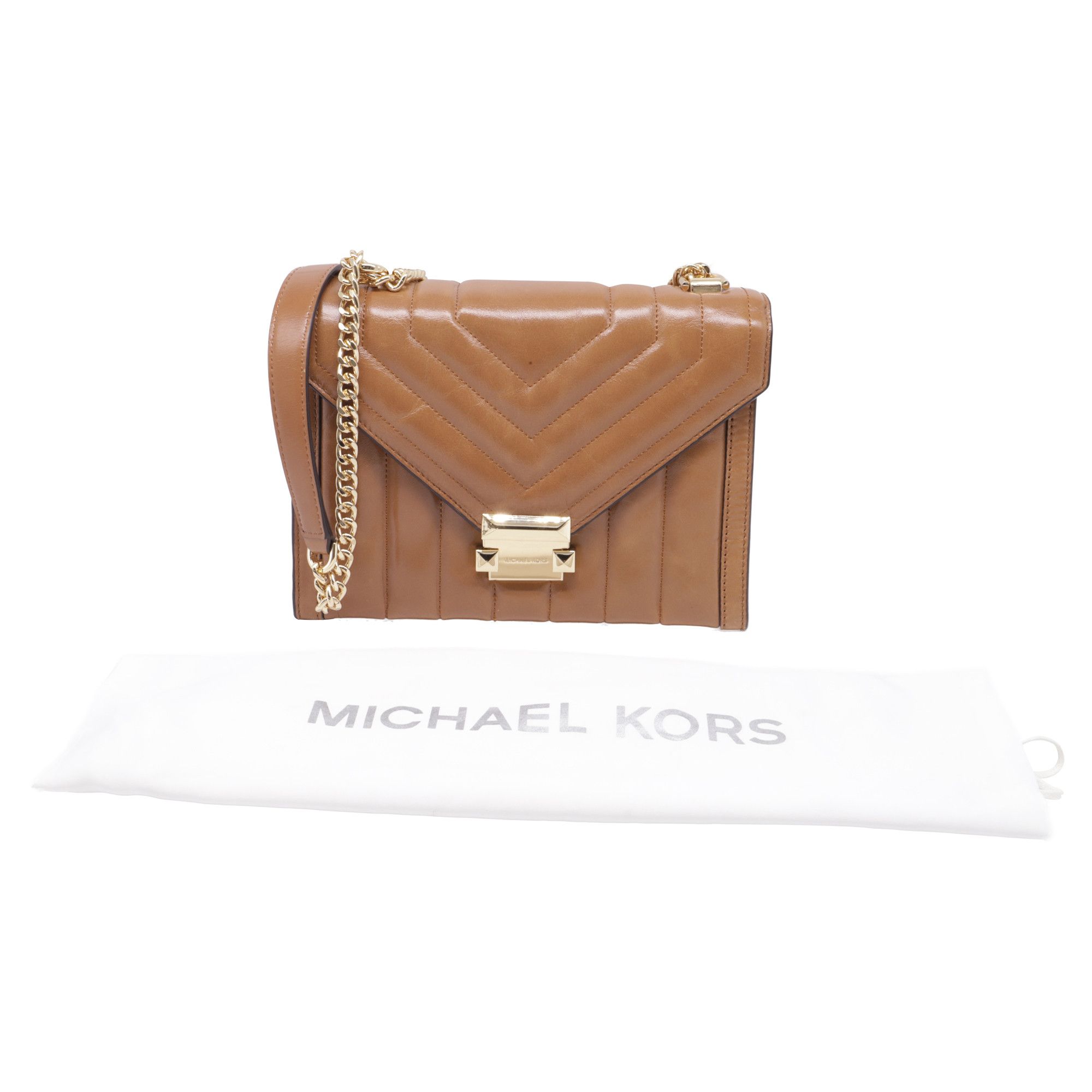 Michael Kors Michael Kors Whitney Medium Quilted Shoulder Bag in Brown Le Size ONE SIZE - 4 Thumbnail