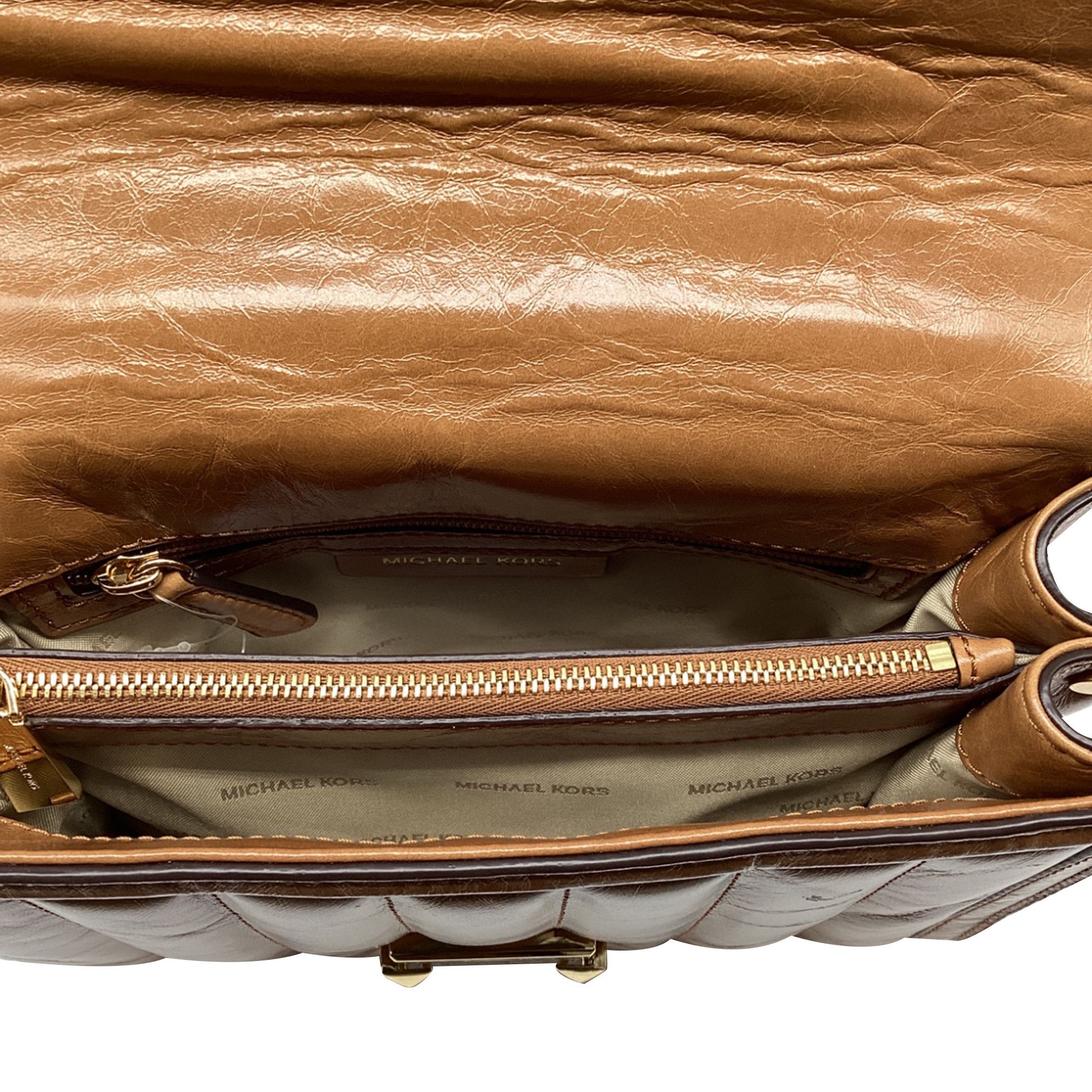 Michael Kors Michael Kors Whitney Medium Quilted Shoulder Bag in Brown Le Size ONE SIZE - 9 Thumbnail
