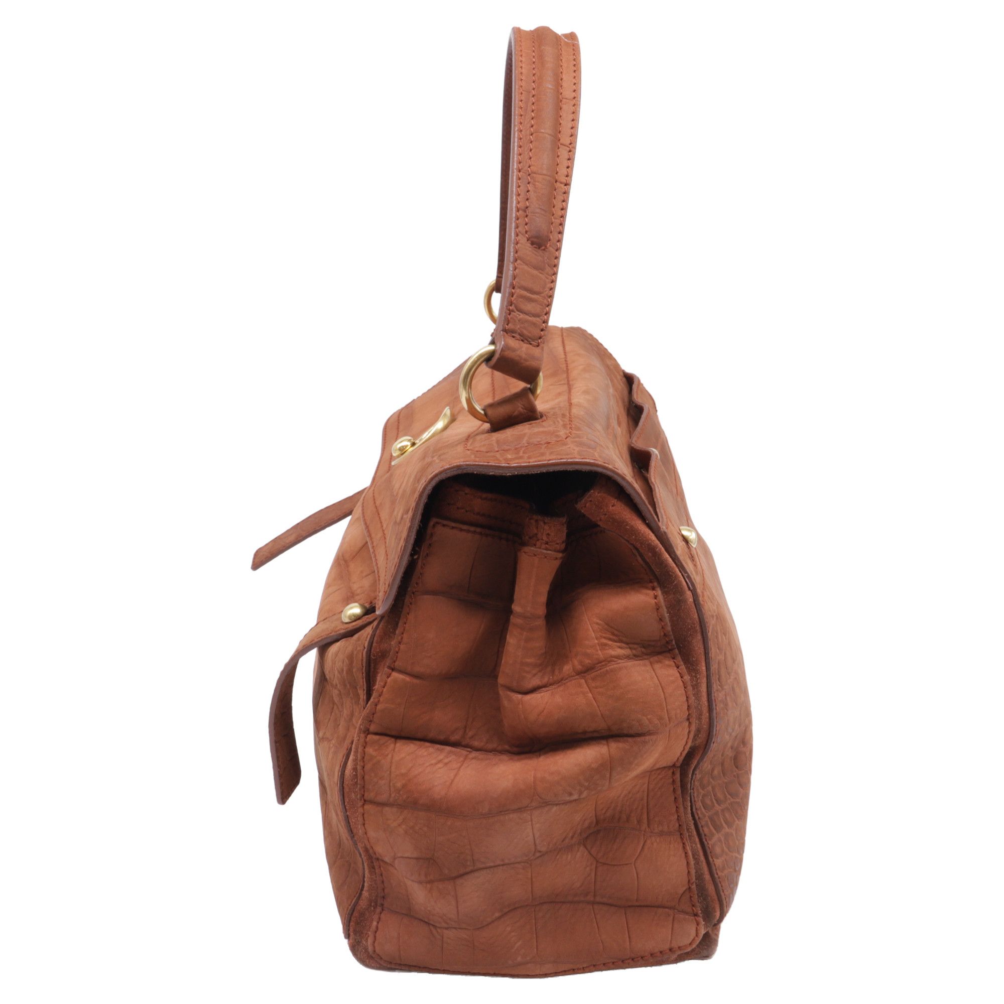 Saint Laurent Paris Saint Laurent Large Muse Two Croc-Embossed Handbag in Brown Size ONE SIZE - 3 Thumbnail