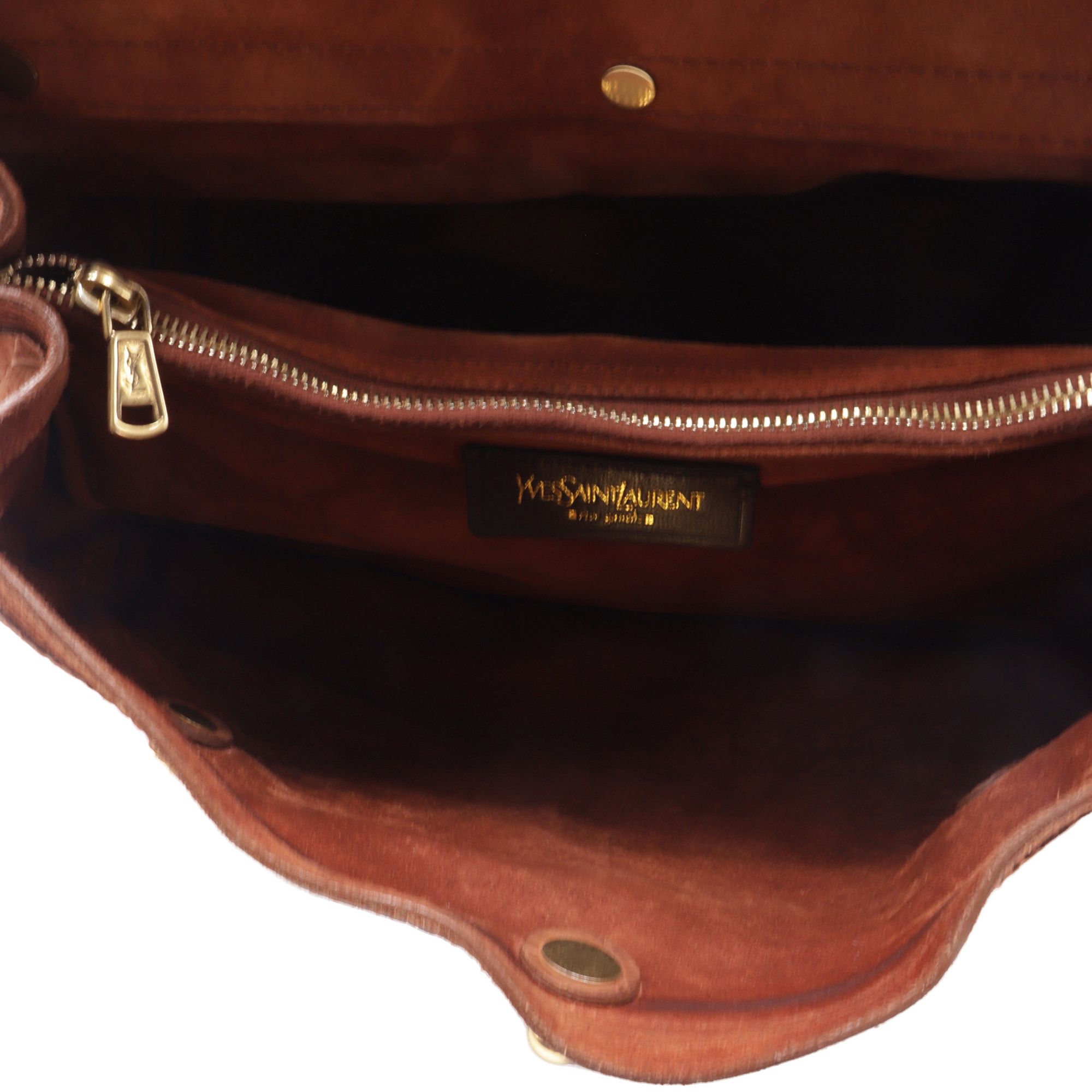 Saint Laurent Paris Saint Laurent Large Muse Two Croc-Embossed Handbag in Brown Size ONE SIZE - 6 Thumbnail