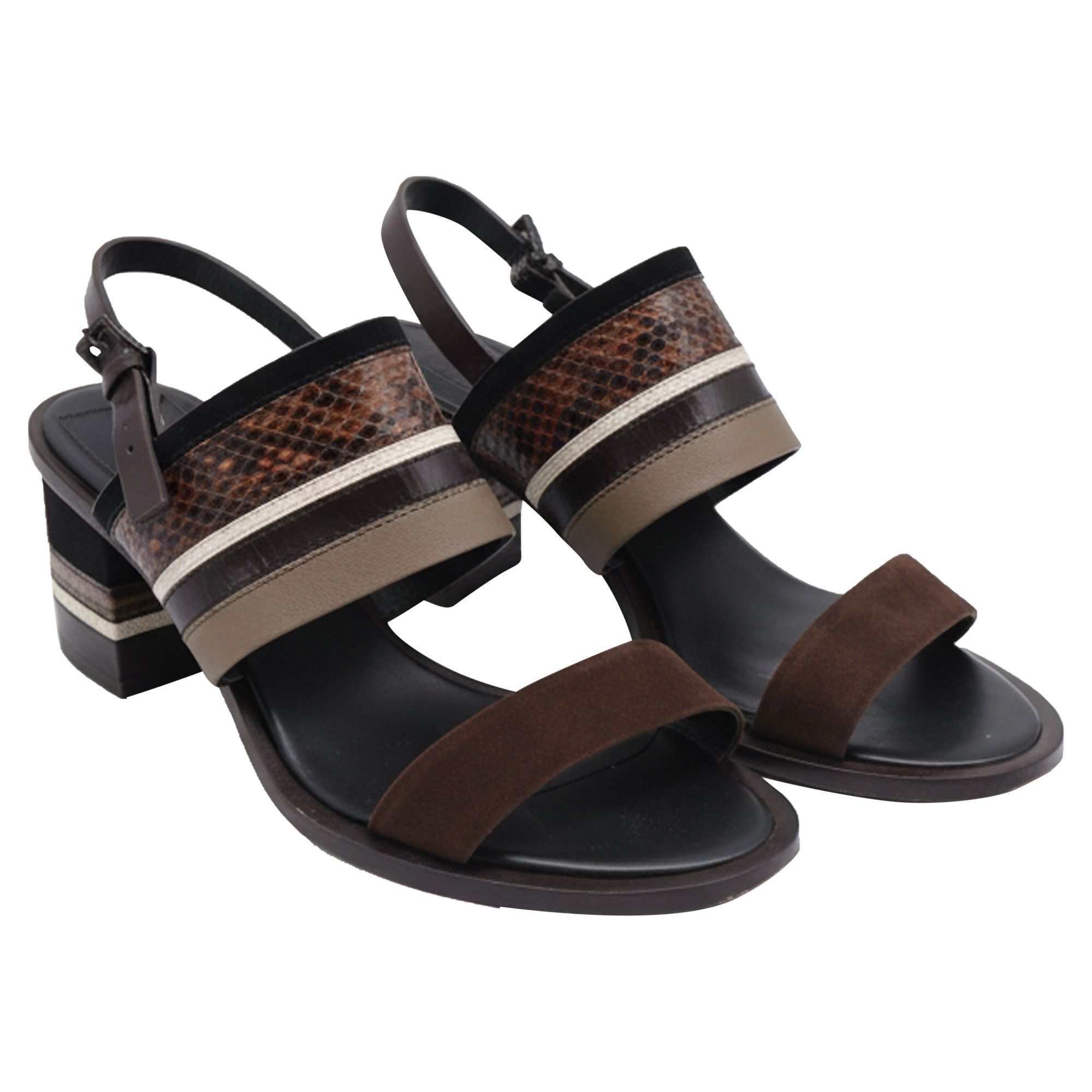 Tory Burch Tory Burch Edina 100 Sandals in Brown Leather Size US 11 / IT 41 - 3 Thumbnail
