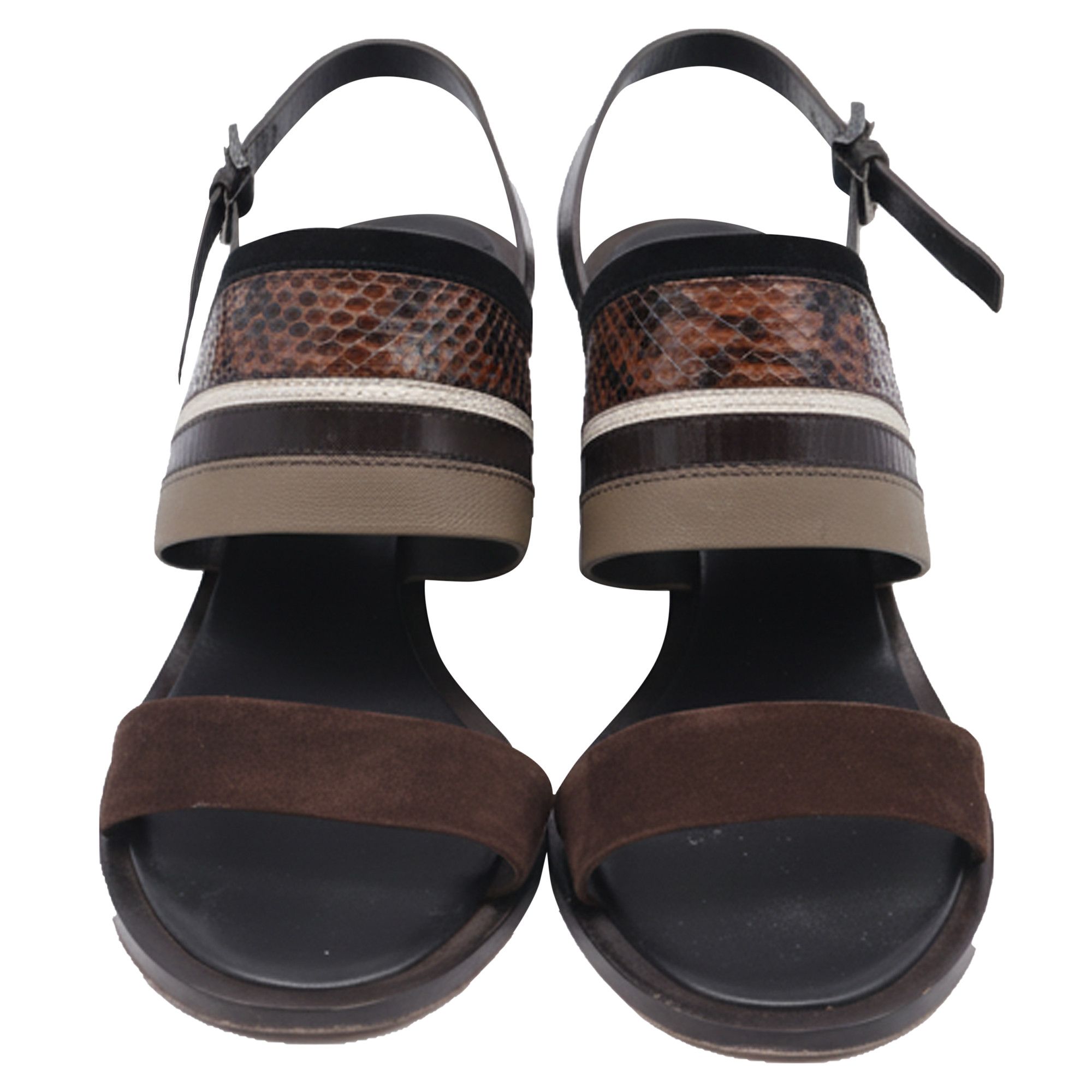 Tory Burch Tory Burch Edina 100 Sandals in Brown Leather Size US 11 / IT 41 - 2 Thumbnail
