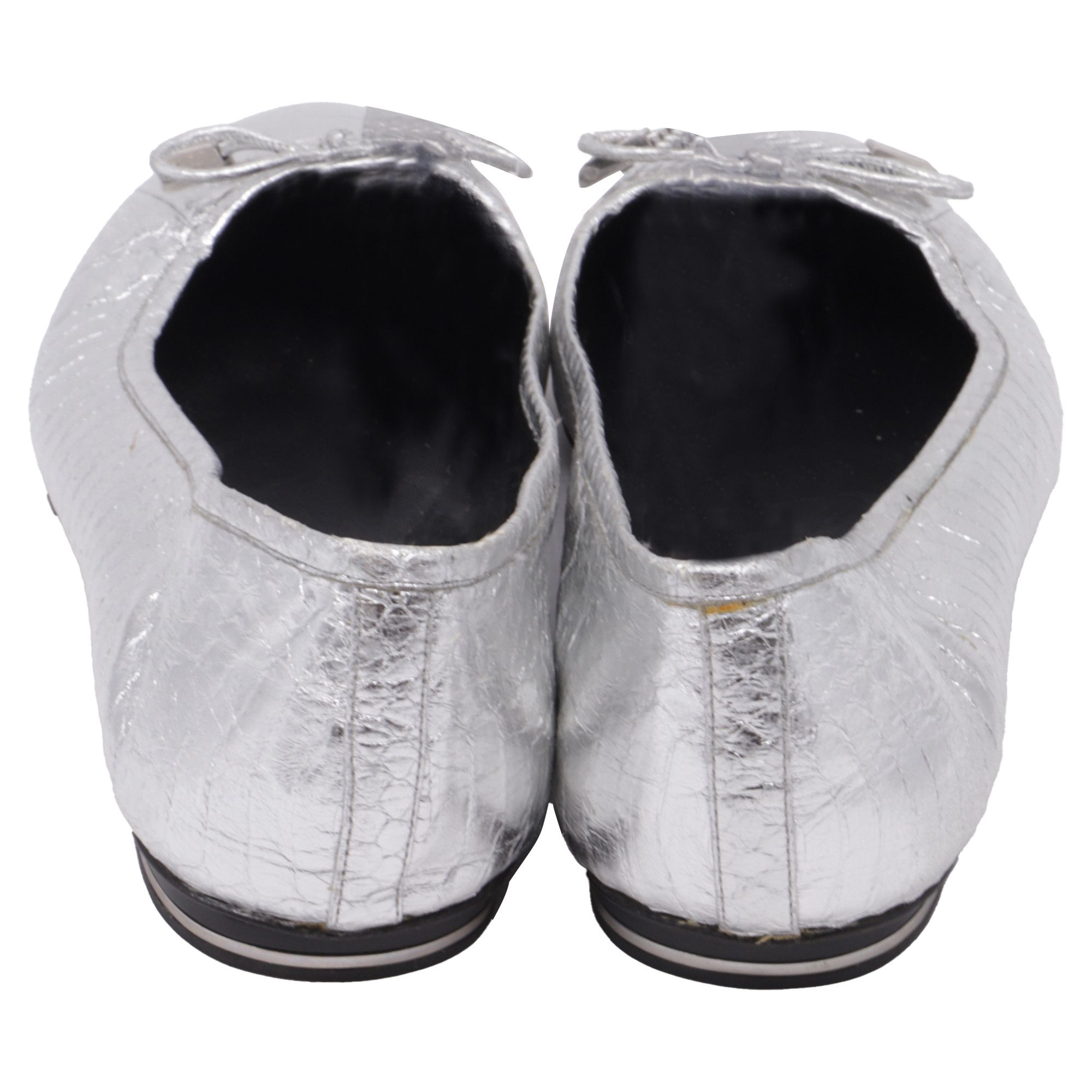 Michael Kors Michael Kors Bow Embellished Ballet Flats in Metallic Silve Size US 8.5 / IT 38.5 - 5 Thumbnail