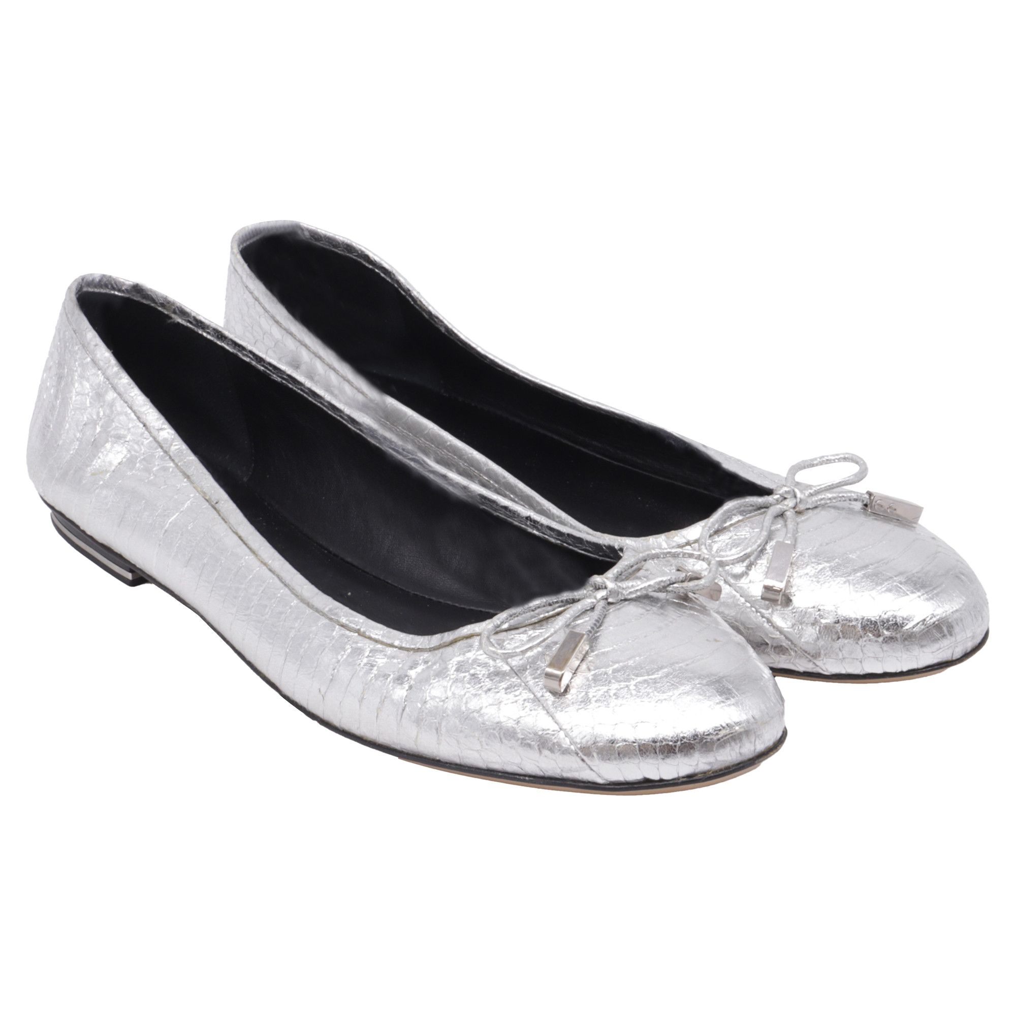 Michael Kors Michael Kors Bow Embellished Ballet Flats in Metallic Silve Size US 8.5 / IT 38.5 - 3 Thumbnail