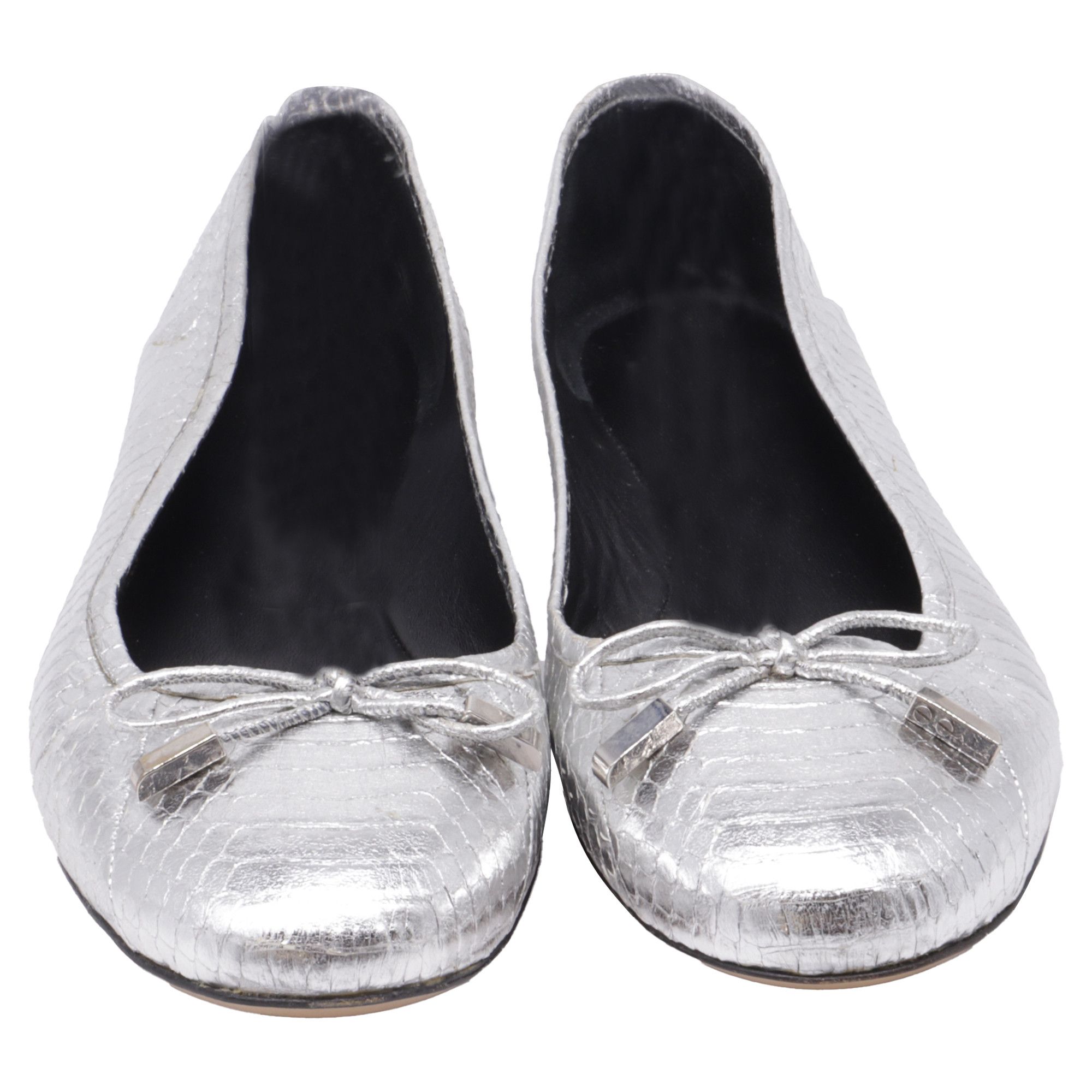 Michael Kors Michael Kors Bow Embellished Ballet Flats in Metallic Silve Size US 8.5 / IT 38.5 - 2 Thumbnail