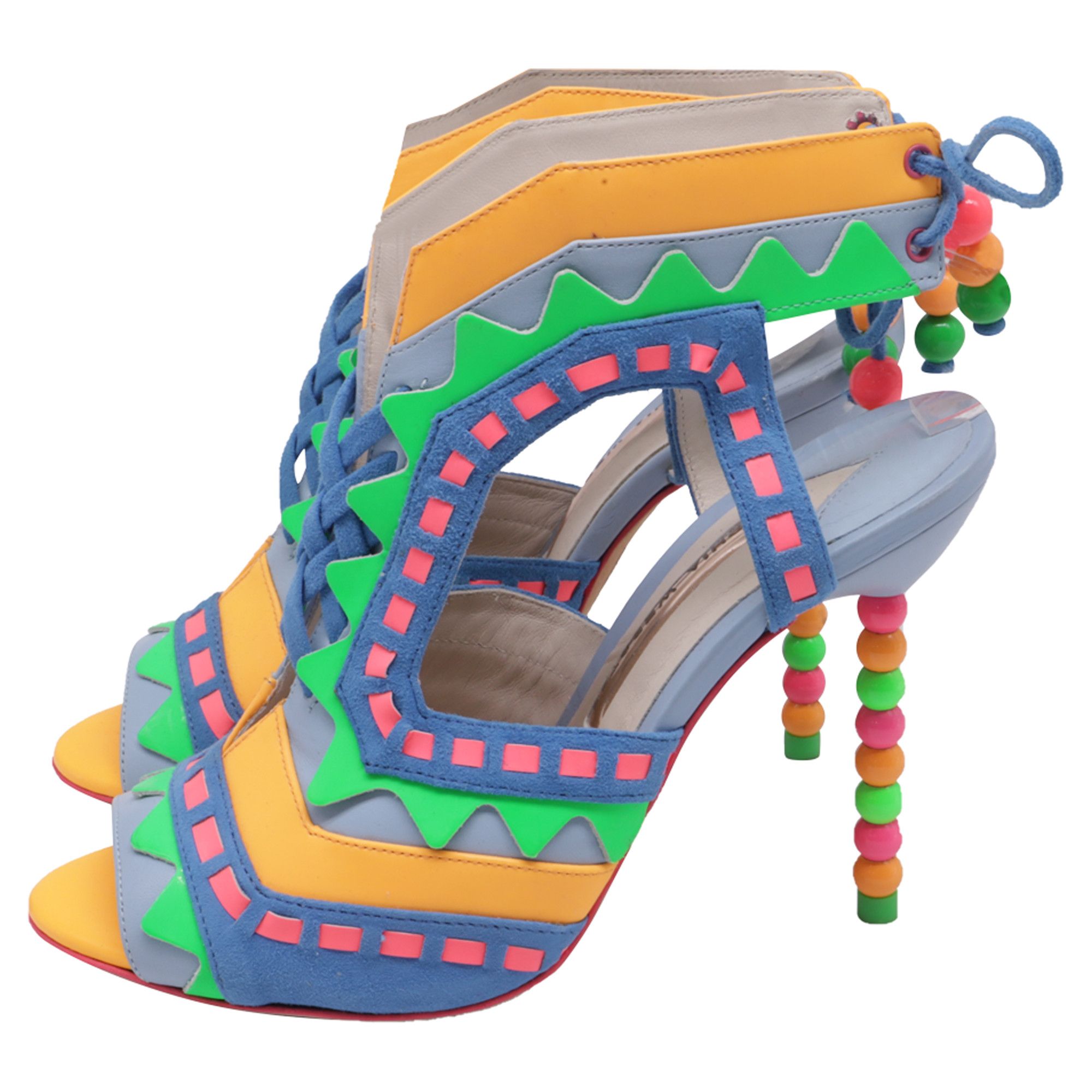 Sophia Webster Sophia Webster Beaded Laced Sandal Heels in Multicolor Leath Size US 8 / IT 38 - 4 Thumbnail