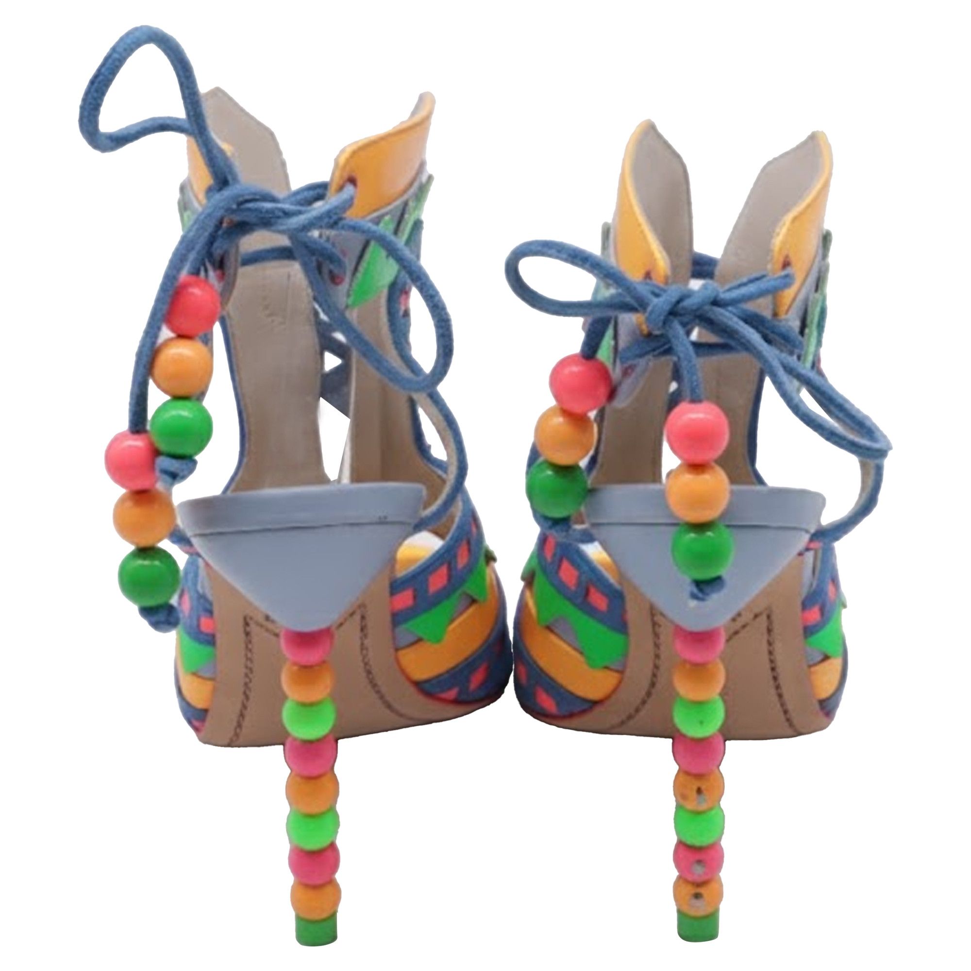 Sophia Webster Sophia Webster Beaded Laced Sandal Heels in Multicolor Leath Size US 8 / IT 38 - 5 Thumbnail