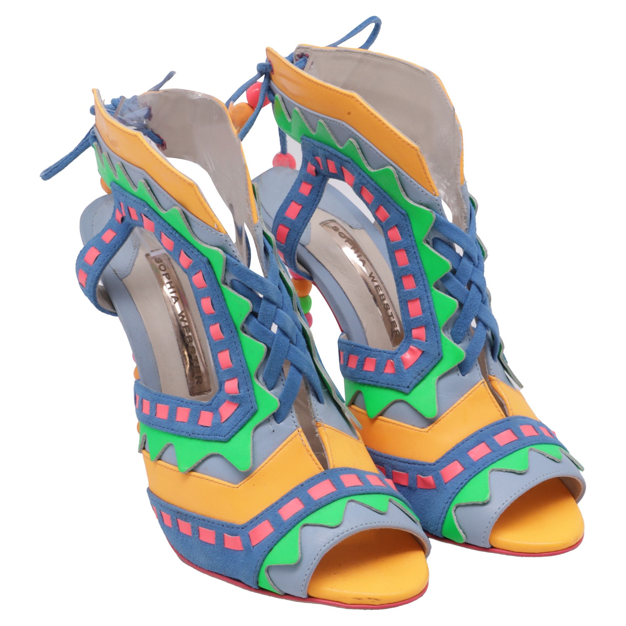 Sophia Webster Sophia Webster Beaded Laced Sandal Heels in Multicolor Leath Size US 8 / IT 38 - 3 Thumbnail