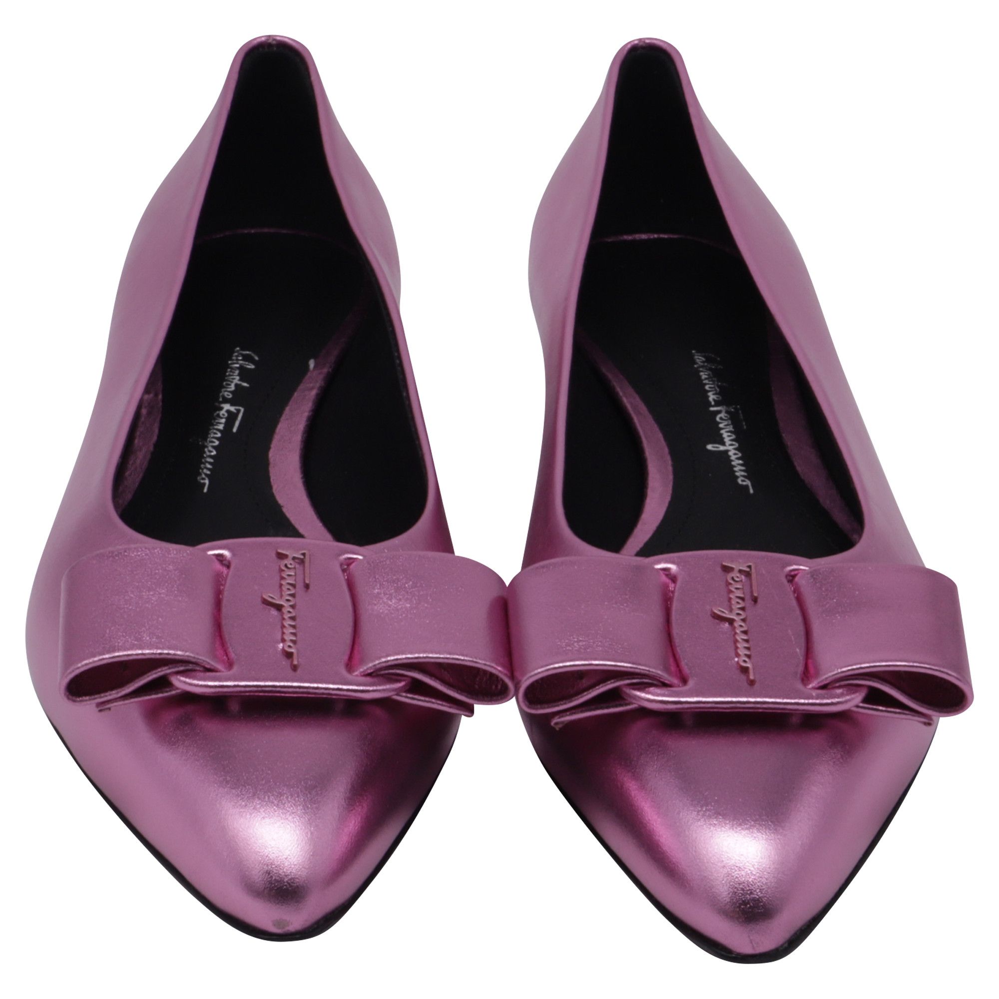 Salvatore Ferragamo Salvatore Ferragamo Viva Bow-Detailed Ballet Flats in Metall Size US 7.5 / IT 37.5 - 2 Thumbnail