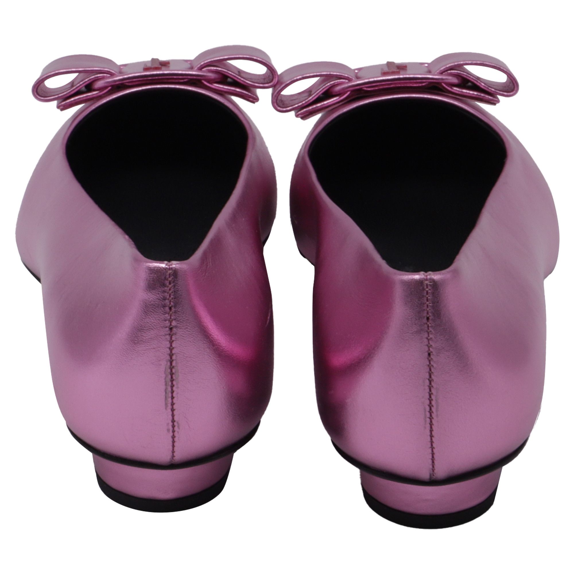 Salvatore Ferragamo Salvatore Ferragamo Viva Bow-Detailed Ballet Flats in Metall Size US 7.5 / IT 37.5 - 4 Thumbnail