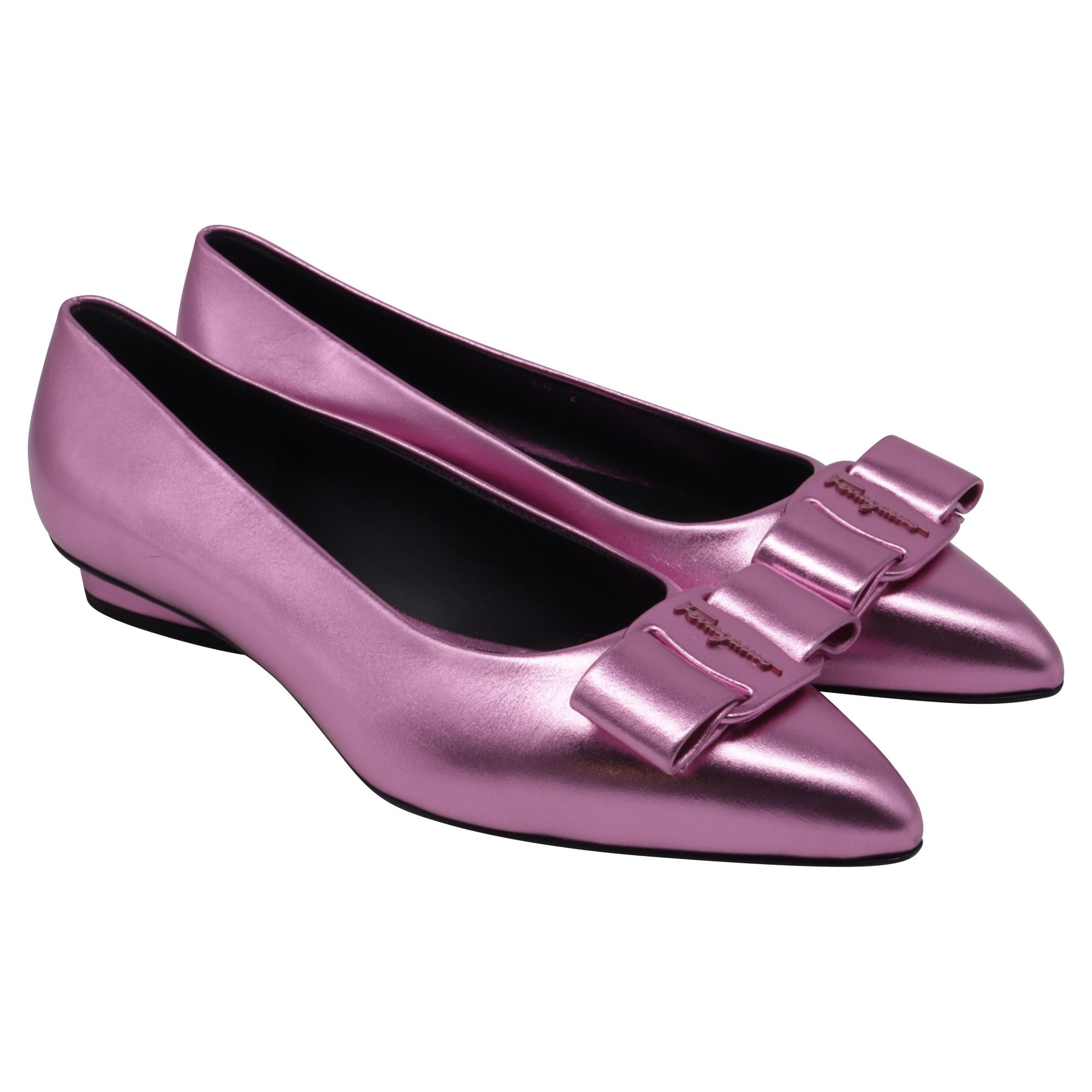 Salvatore Ferragamo Salvatore Ferragamo Viva Bow-Detailed Ballet Flats in Metall Size US 7.5 / IT 37.5 - 3 Thumbnail