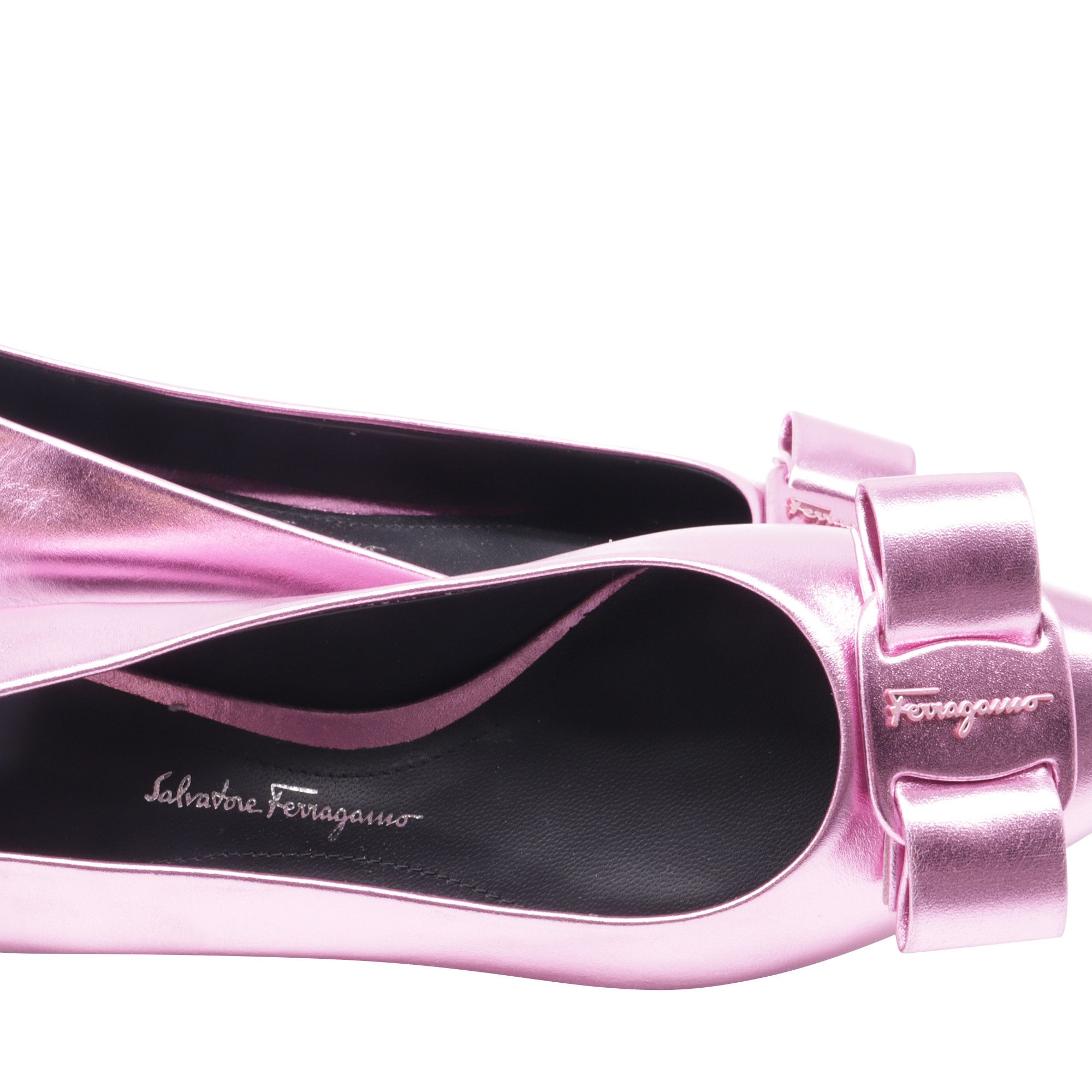 Salvatore Ferragamo Salvatore Ferragamo Viva Bow-Detailed Ballet Flats in Metall Size US 7.5 / IT 37.5 - 6 Thumbnail