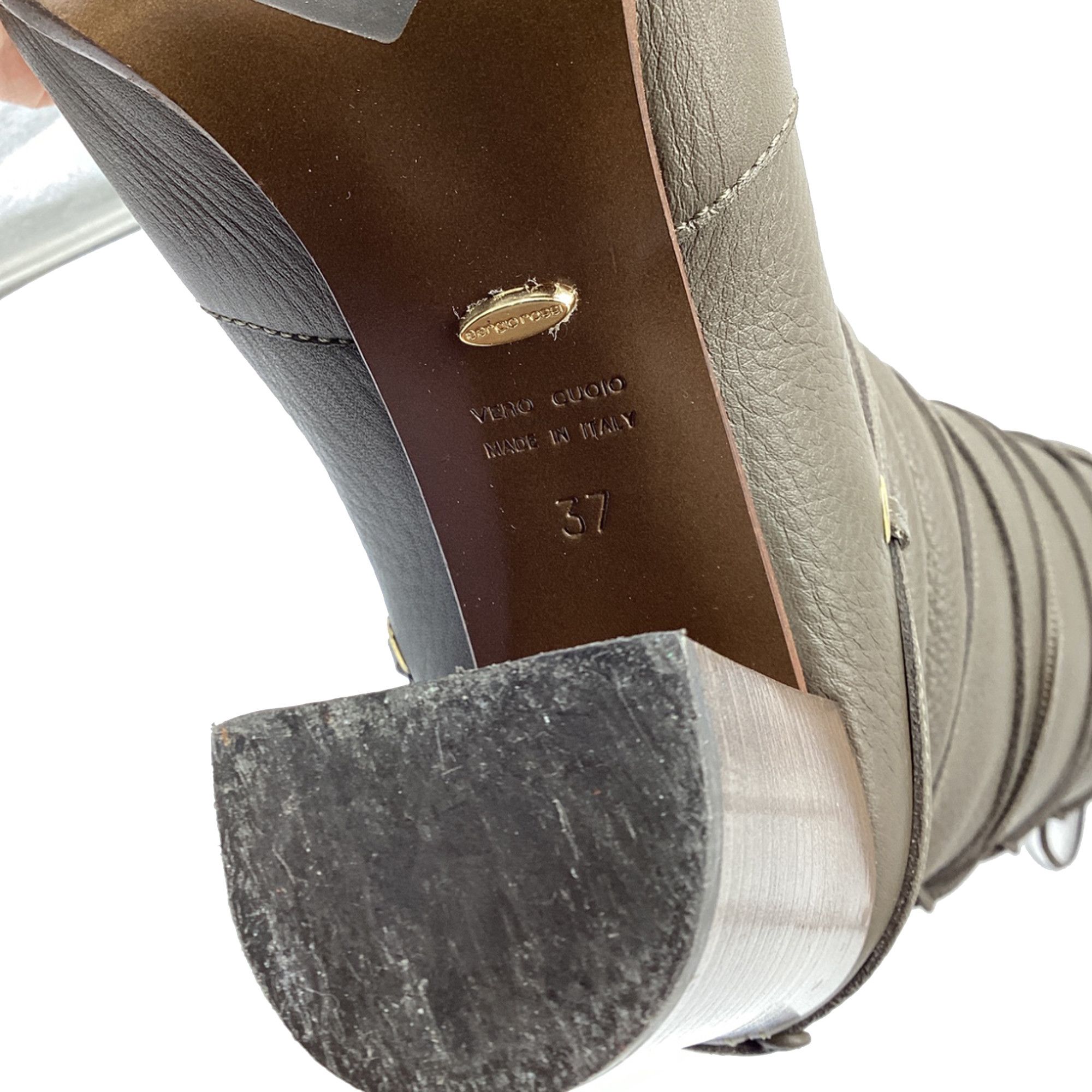 Sergio Rossi Sergio Rossi Wrap Around Thigh-High Boots in Grey Leather Size US 7 / IT 37 - 9 Thumbnail