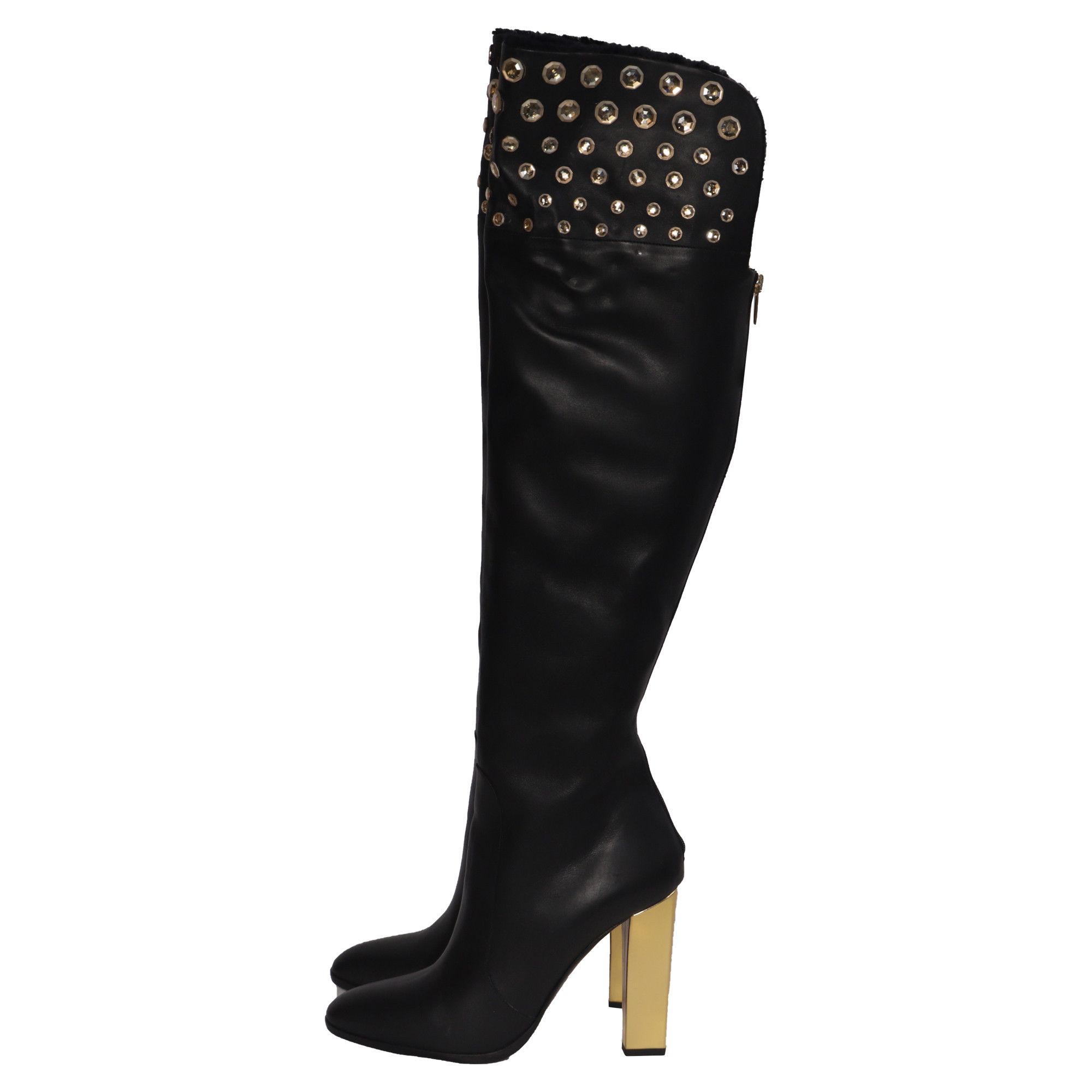 Rene Caovilla Rene Caovilla Over-the-Knee Boots in Black Leather Size US 10 / IT 40 - 5 Thumbnail