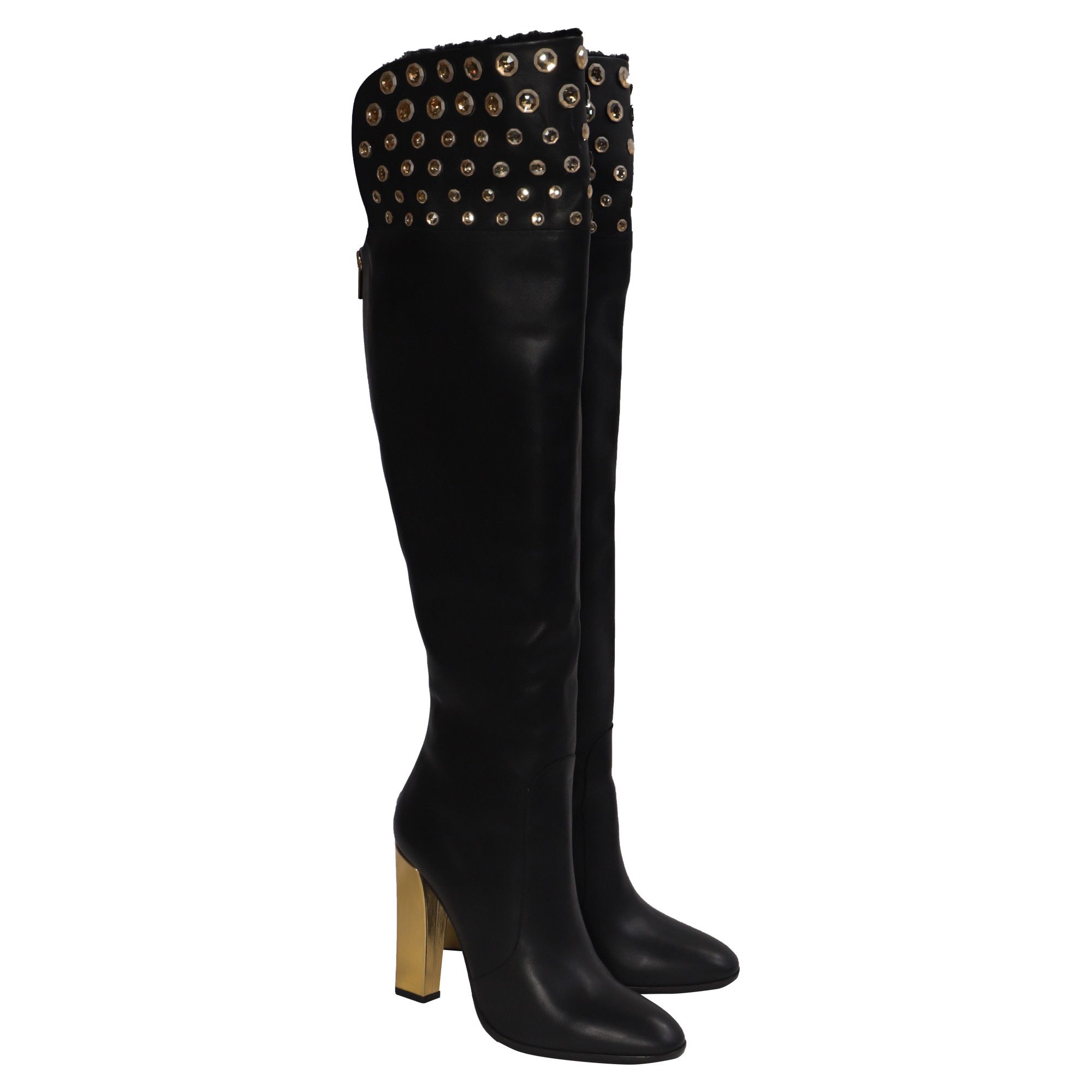 Rene Caovilla Rene Caovilla Over-the-Knee Boots in Black Leather Size US 10 / IT 40 - 3 Thumbnail