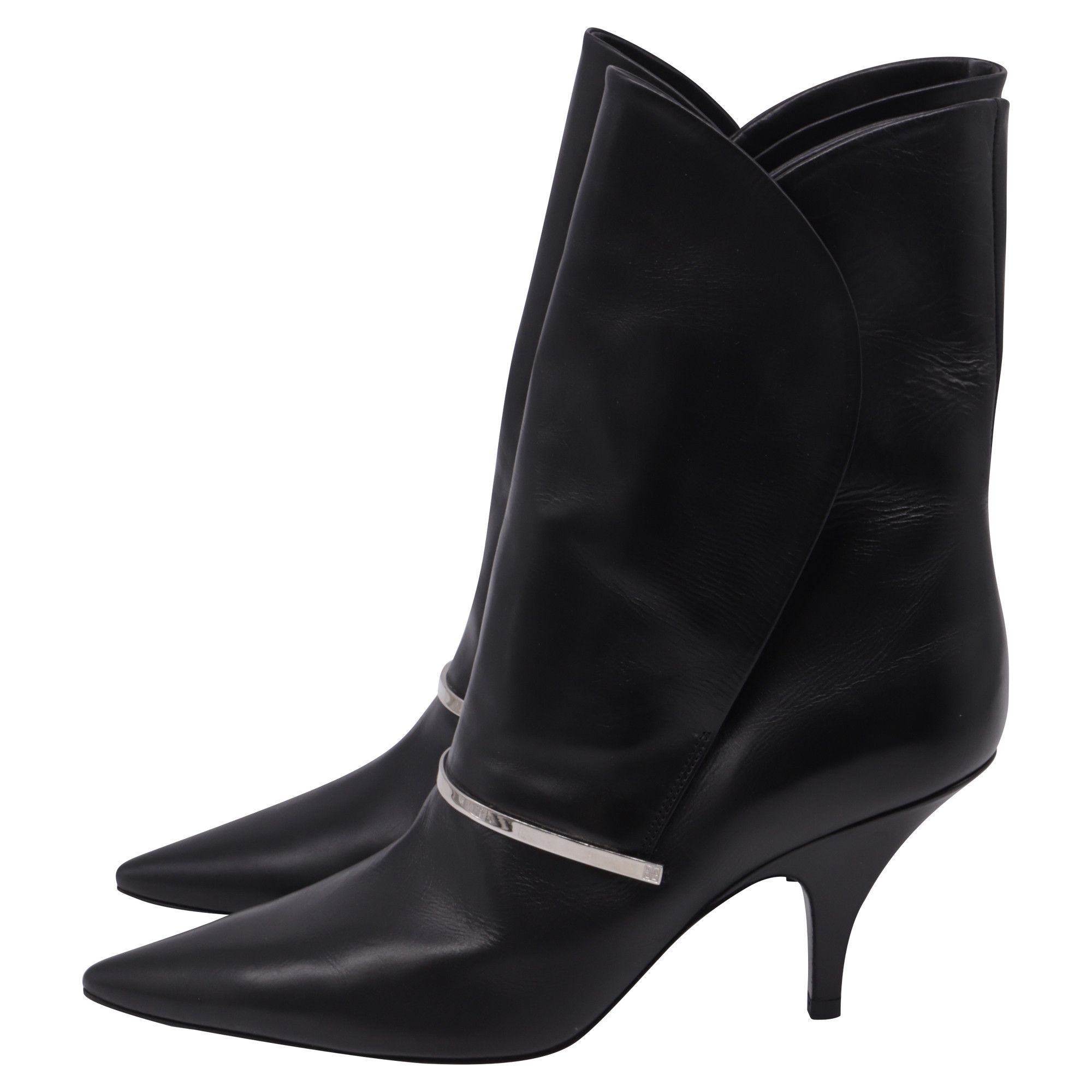 Givenchy Givenchy Bar Embellished Pointed Ankle Boots in Black Leathe Size US 6.5 / IT 36.5 - 6 Thumbnail