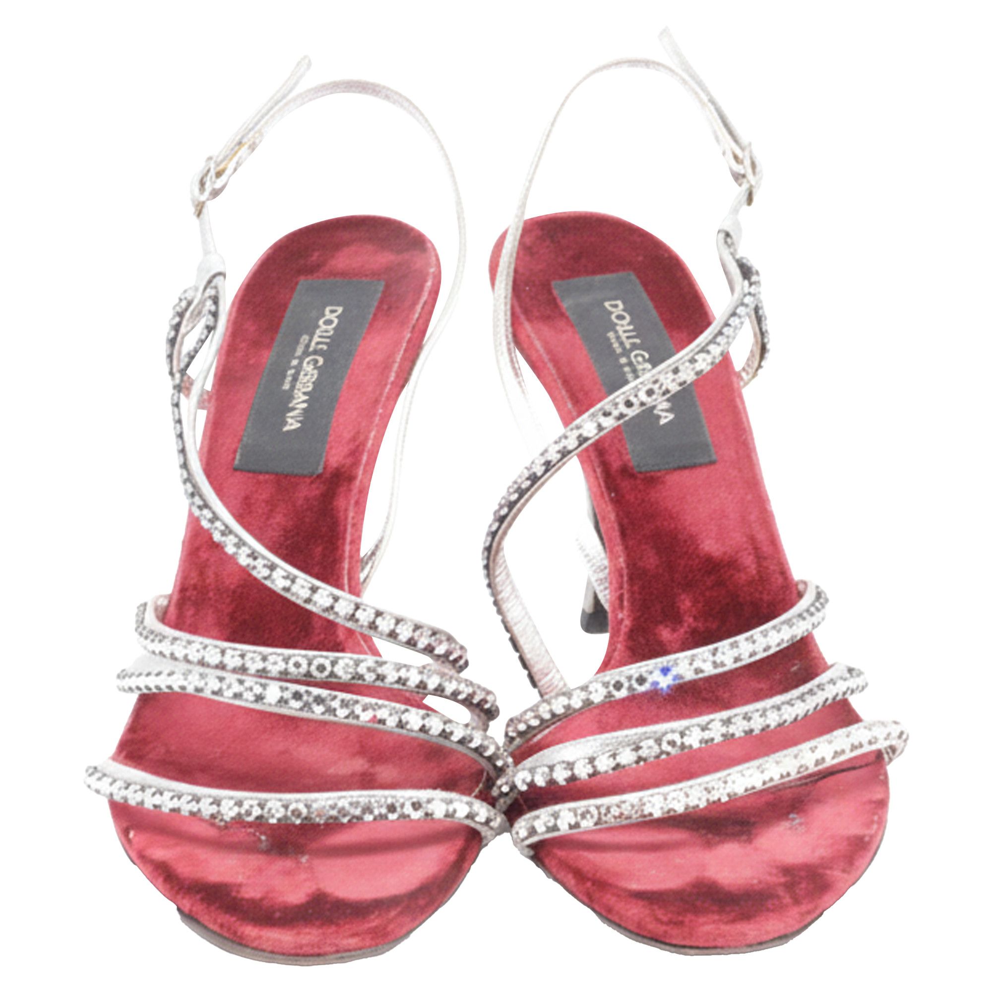 Dolce & Gabbana Dolce & Gabbana Crystal-Embellished Sandal Heels in Silver L Size US 8 / IT 38 - 2 Thumbnail