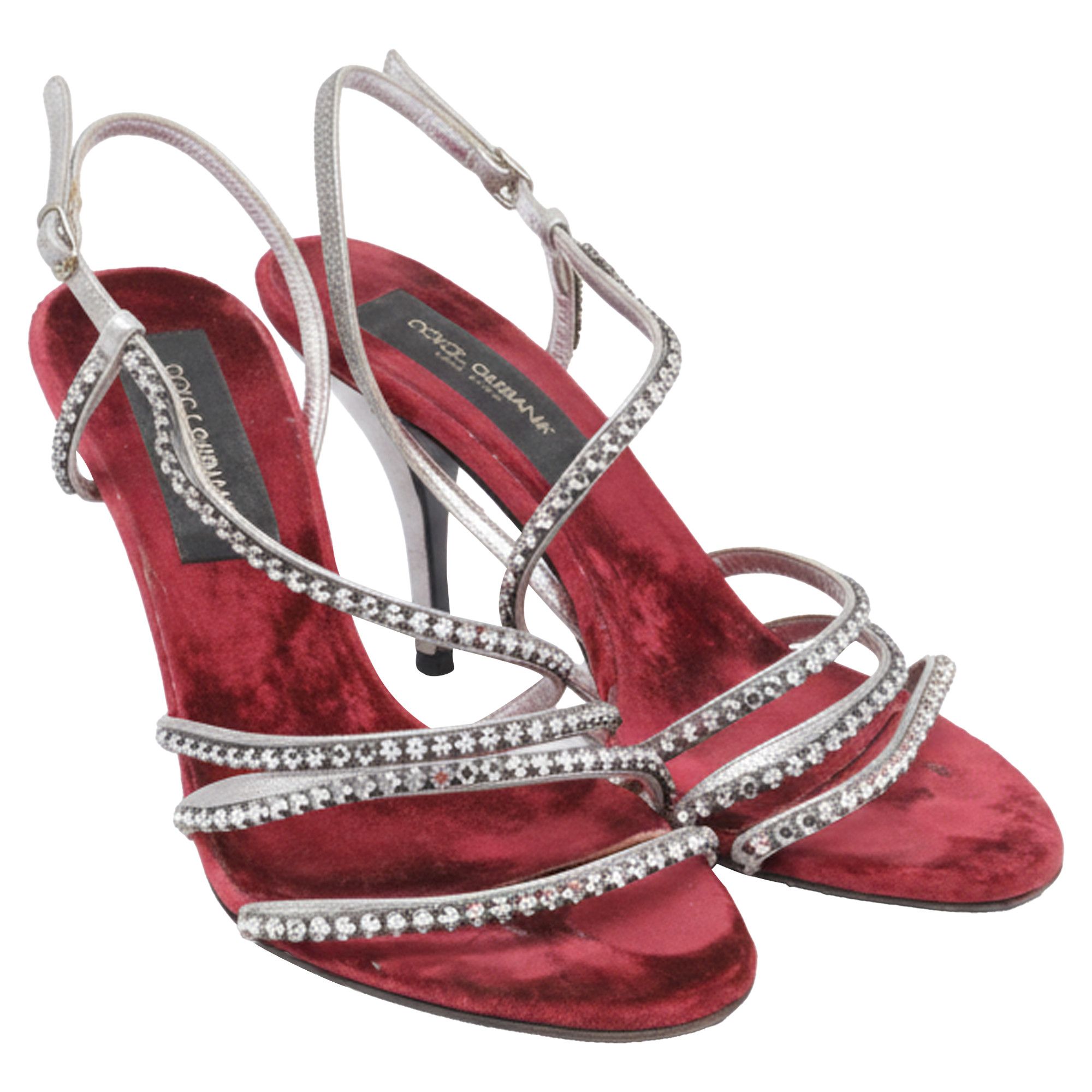 Dolce & Gabbana Dolce & Gabbana Crystal-Embellished Sandal Heels in Silver L Size US 8 / IT 38 - 3 Thumbnail