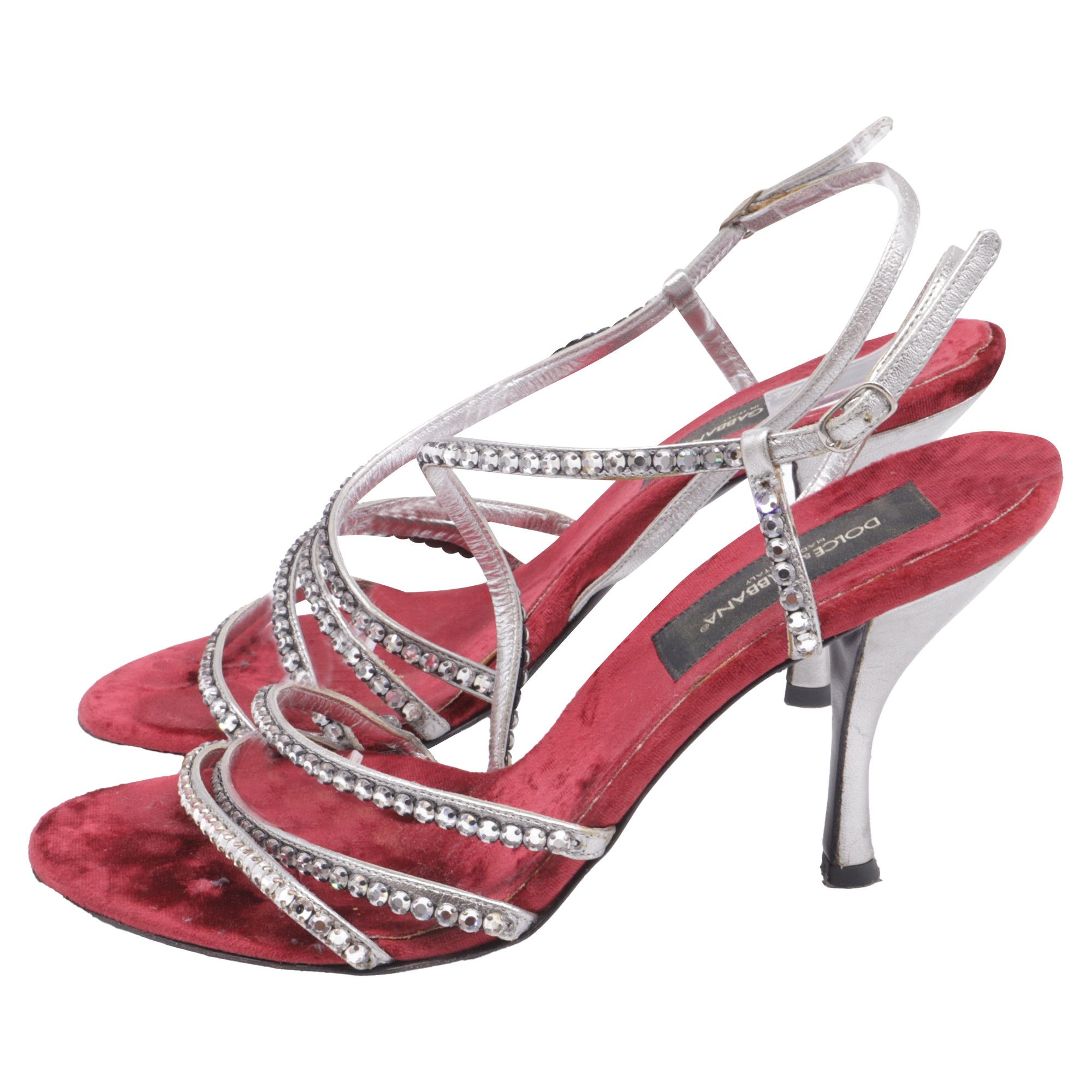 Dolce & Gabbana Dolce & Gabbana Crystal-Embellished Sandal Heels in Silver L Size US 8 / IT 38 - 4 Thumbnail