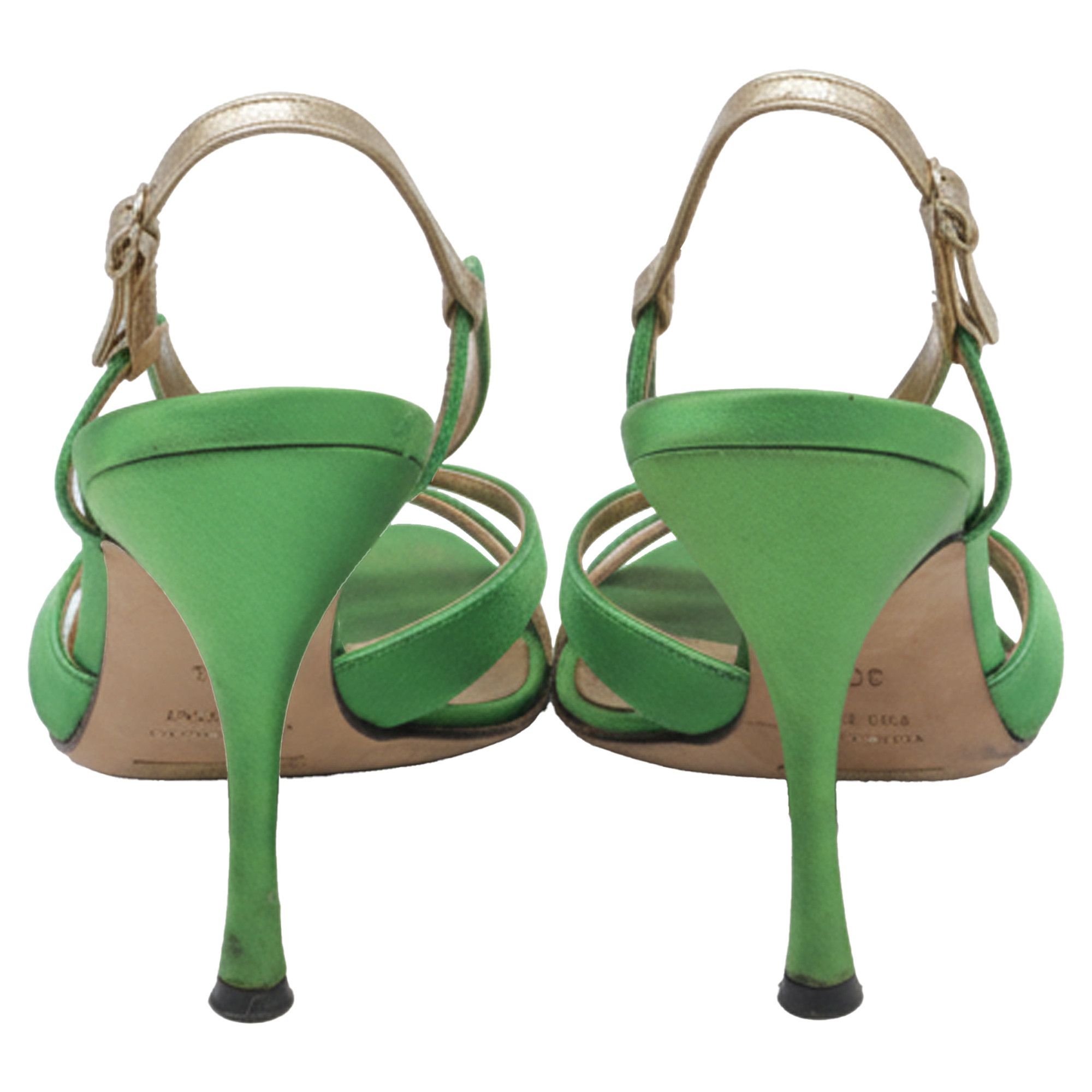 Dolce & Gabbana Dolce & Gabbana Strappy Sandal Heels in Green Satin Size US 5.5 / IT 35.5 - 5 Thumbnail