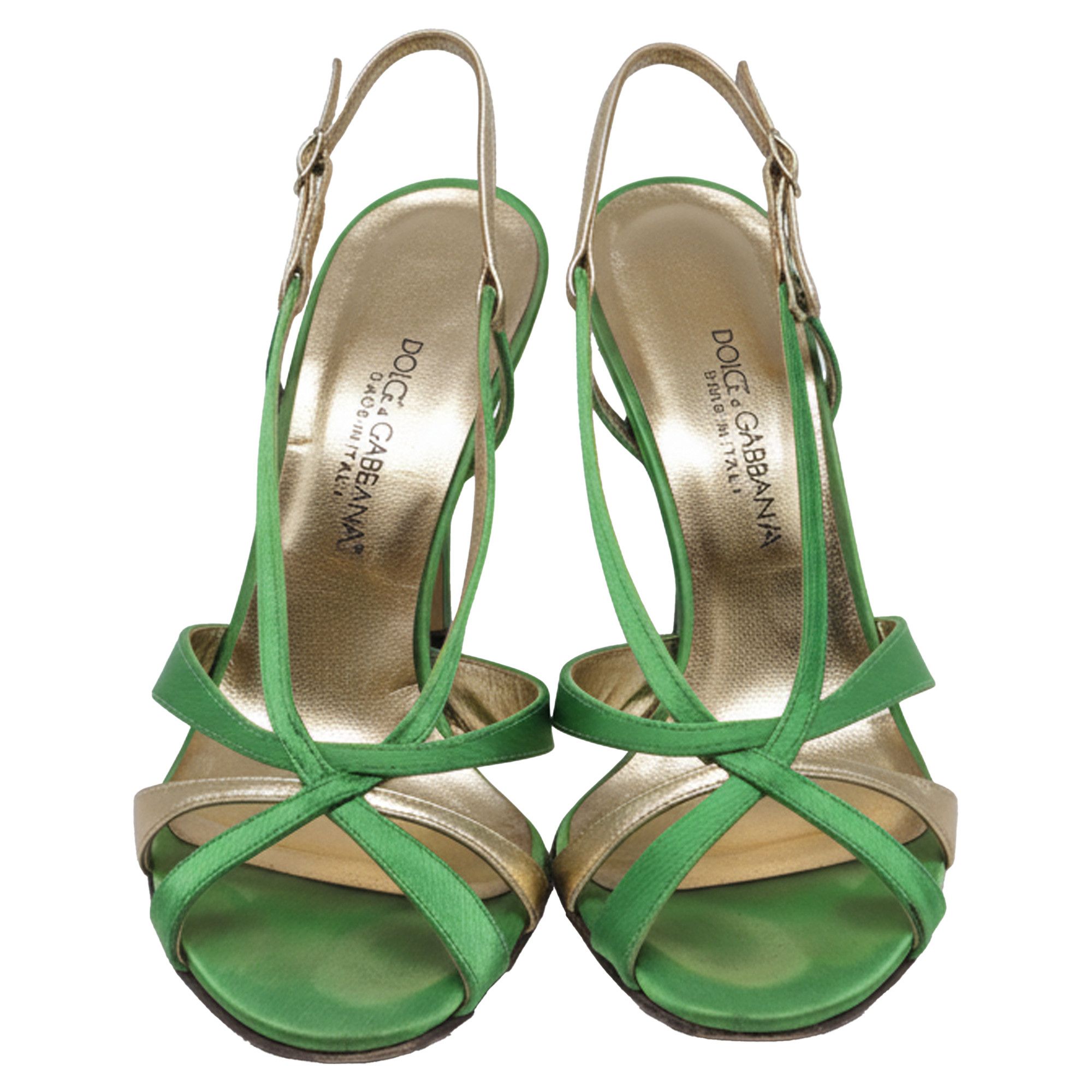 Dolce & Gabbana Dolce & Gabbana Strappy Sandal Heels in Green Satin Size US 5.5 / IT 35.5 - 2 Thumbnail